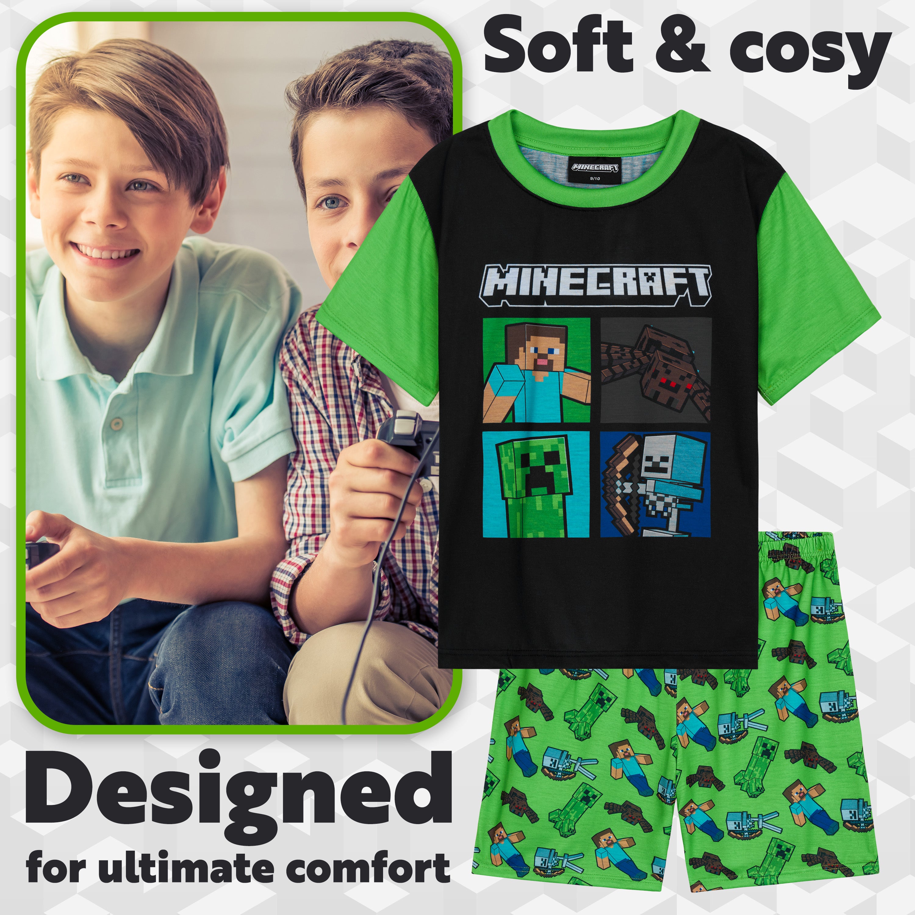 minecraft-pyjama-gar-on-manches-courtes-lot-de-2-gamer image 3