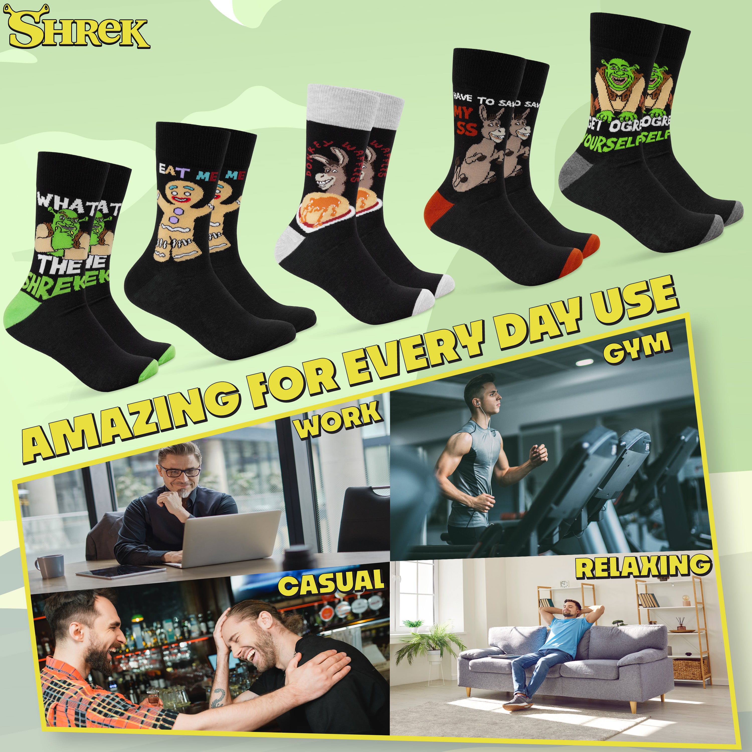 shrek-chaussettes-homme-lot-5-mi-mollet-coton-39-45 image 5