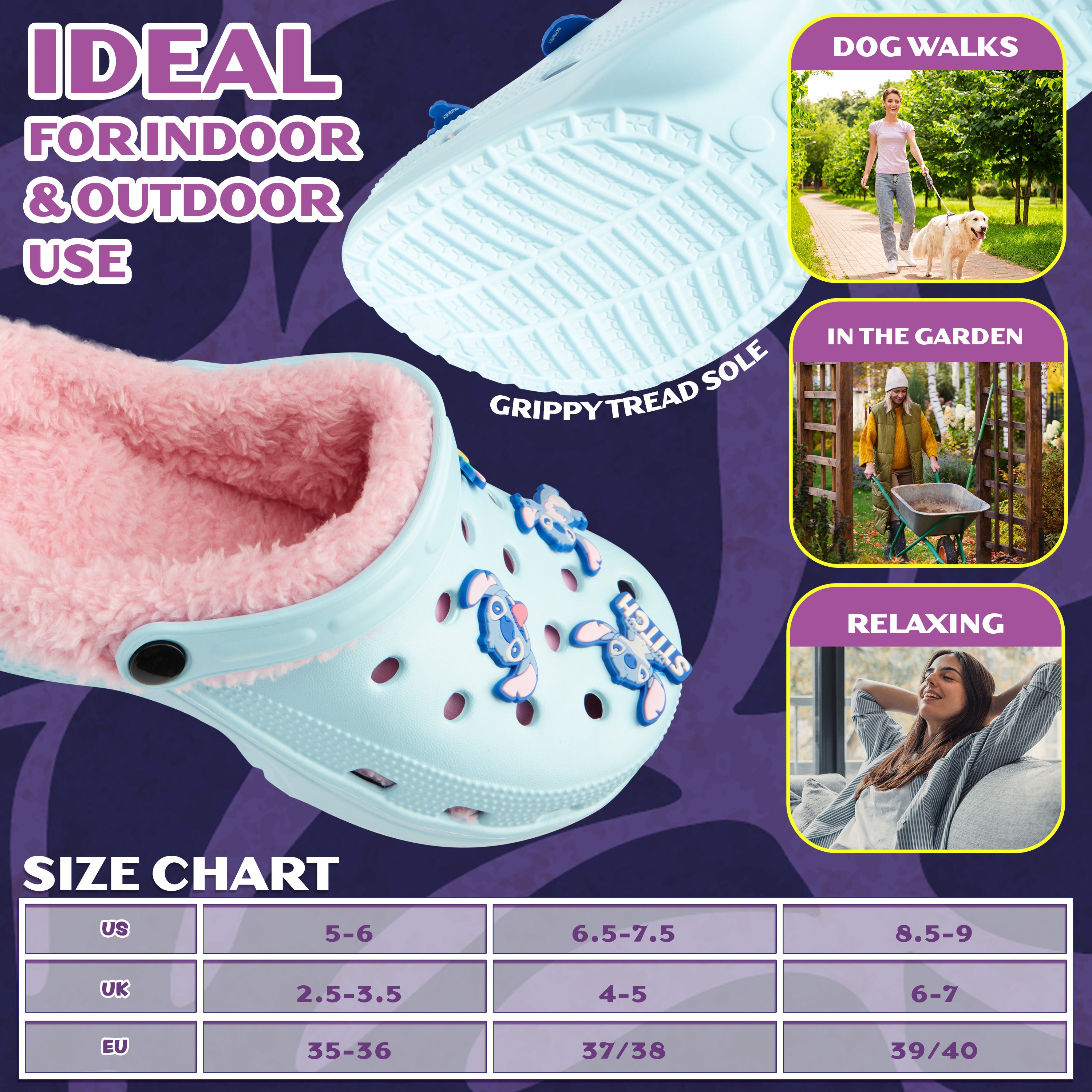 disney-stitch-sabots-femme-doublure-polaire-breloques-jardin image 6