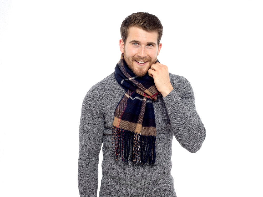 citycomfort-charpe-homme-r-versible-tartan-beige-marine image 2