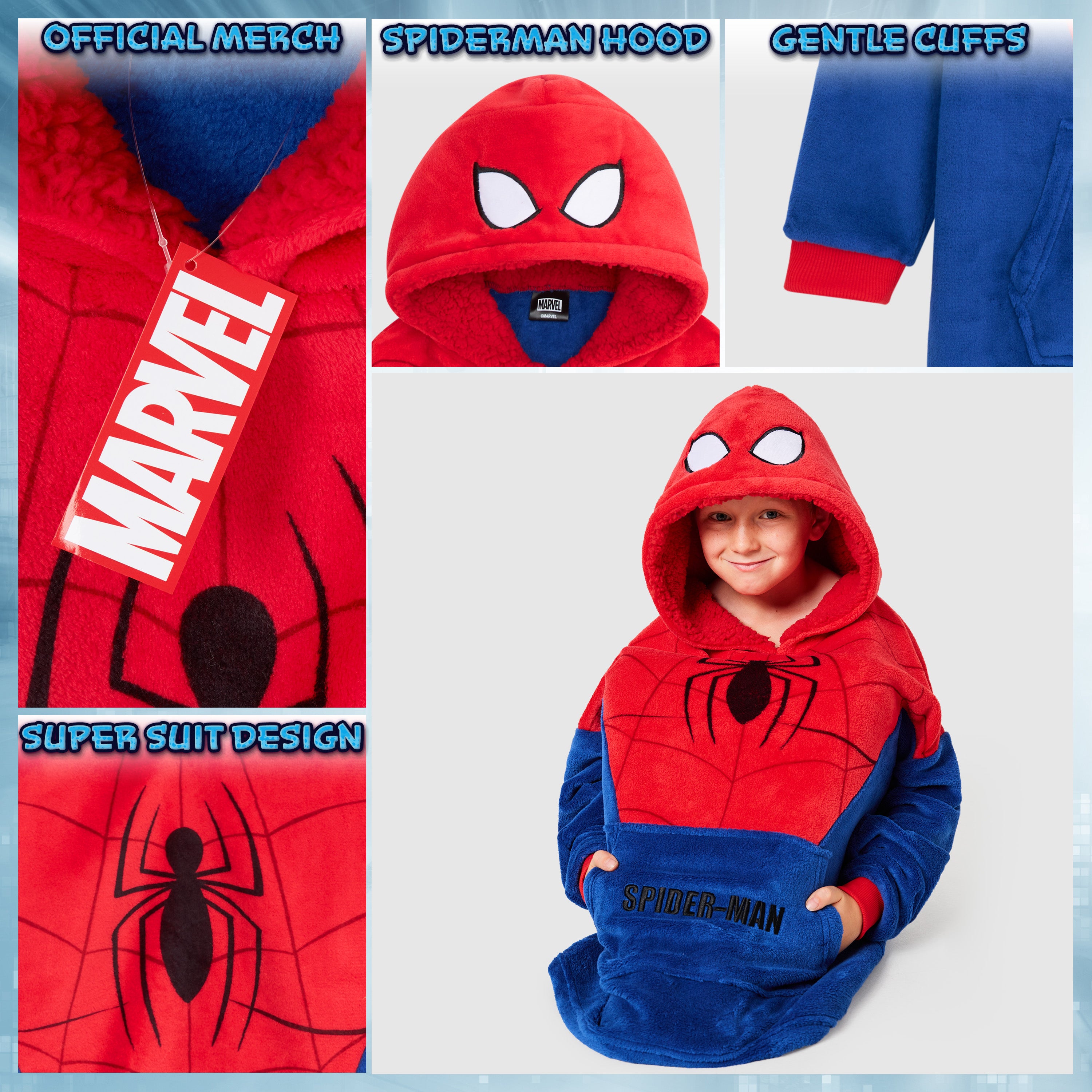 marvel-spider-man-plaid-hoodie-enfant-oversize-polaire image 4