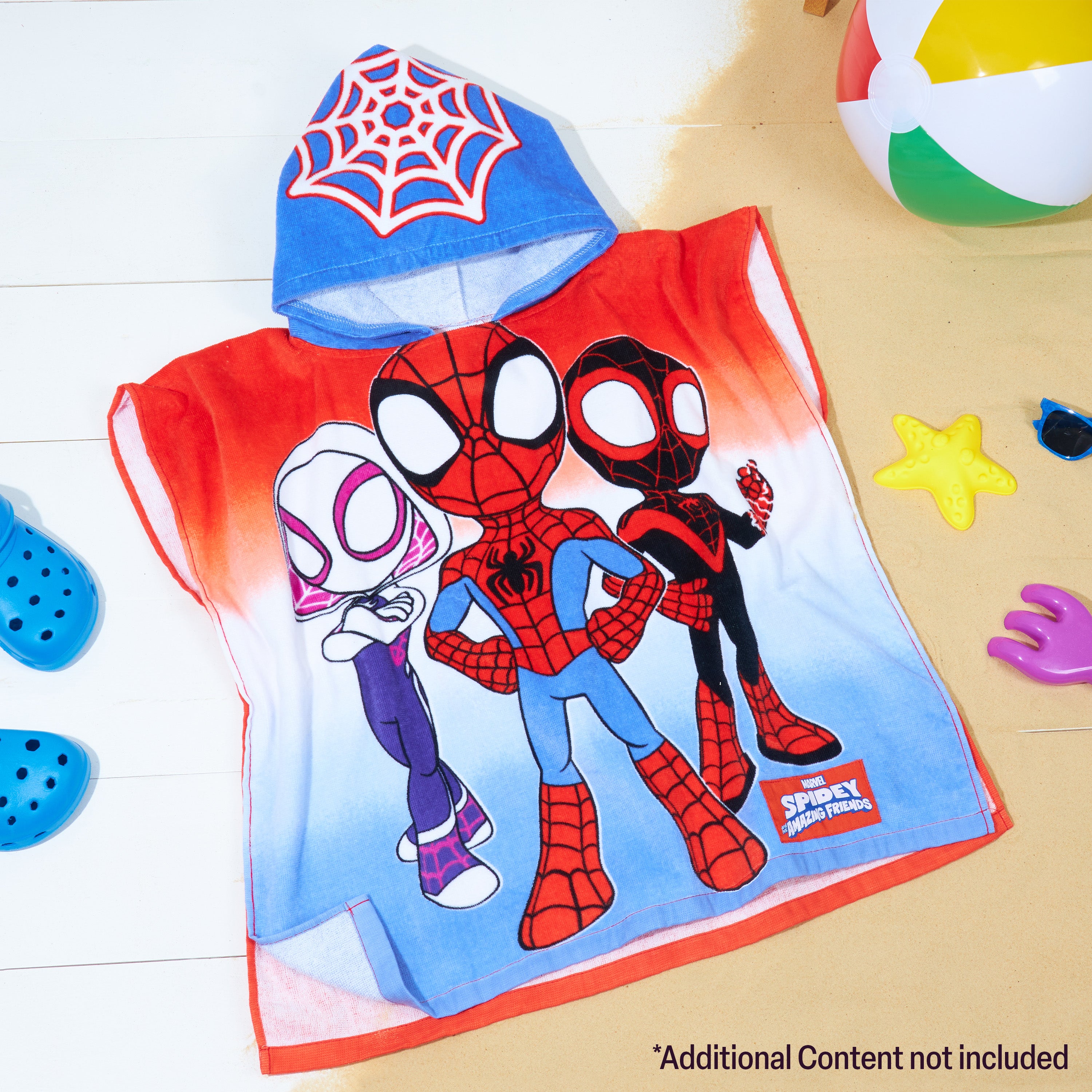 marvel-spidey-serviette-poncho-capuche-enfant-bleu-rouge image 5