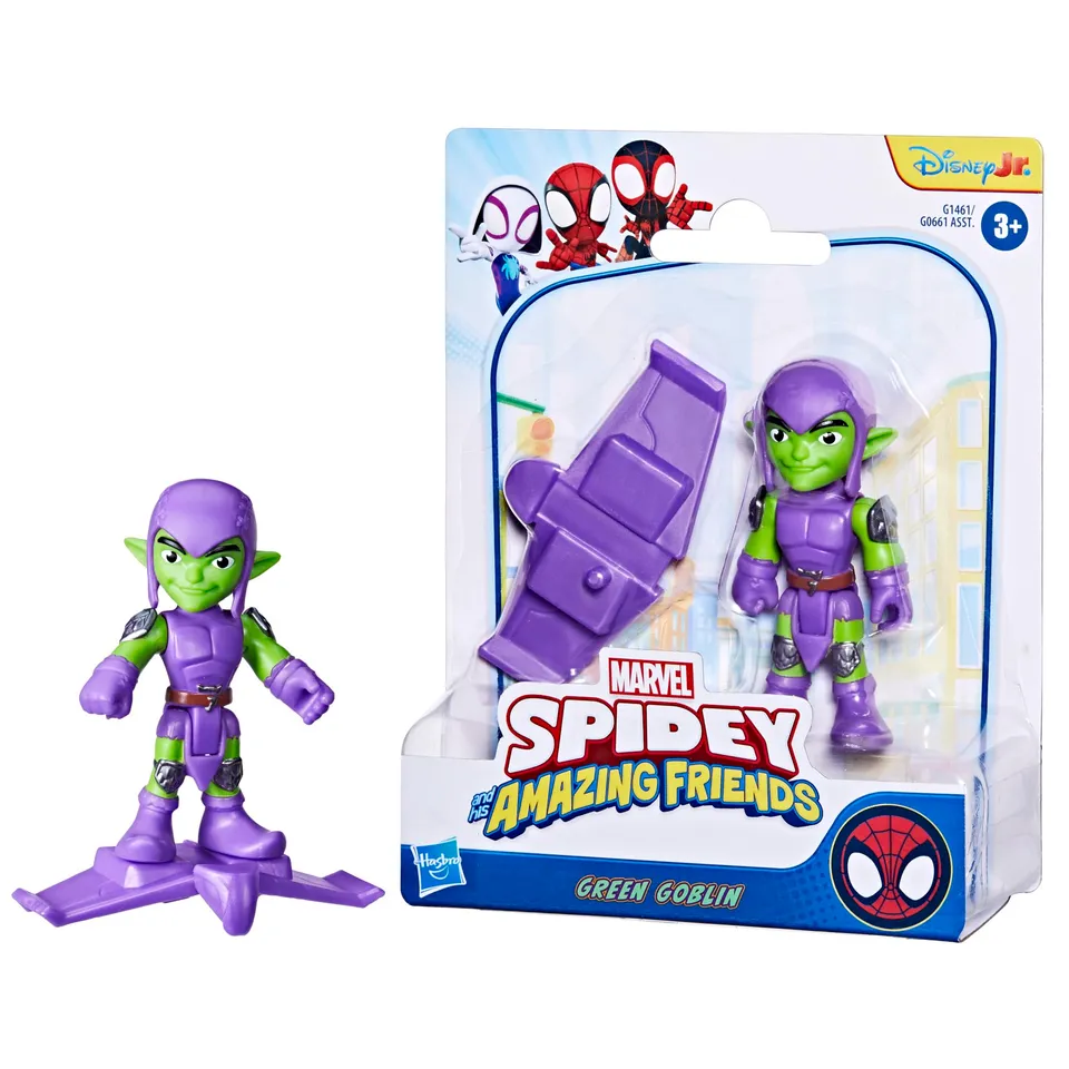marvel-spidey-figurine-bouffon-vert-7-5-cm-avec-planeur image 1