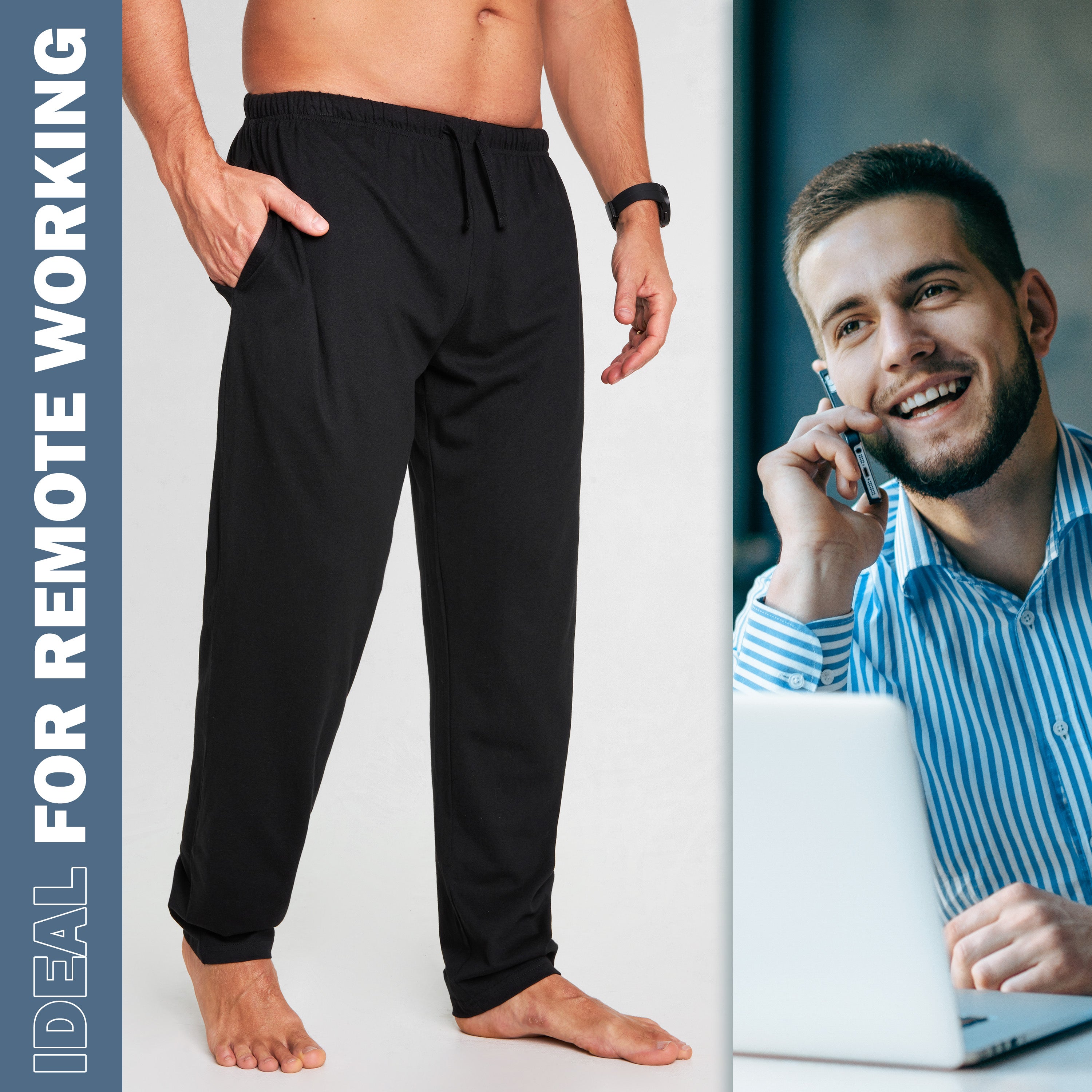 citycomfort-bas-pyjama-homme-coton-poches-lot-2-noir-m-4xl image 4
