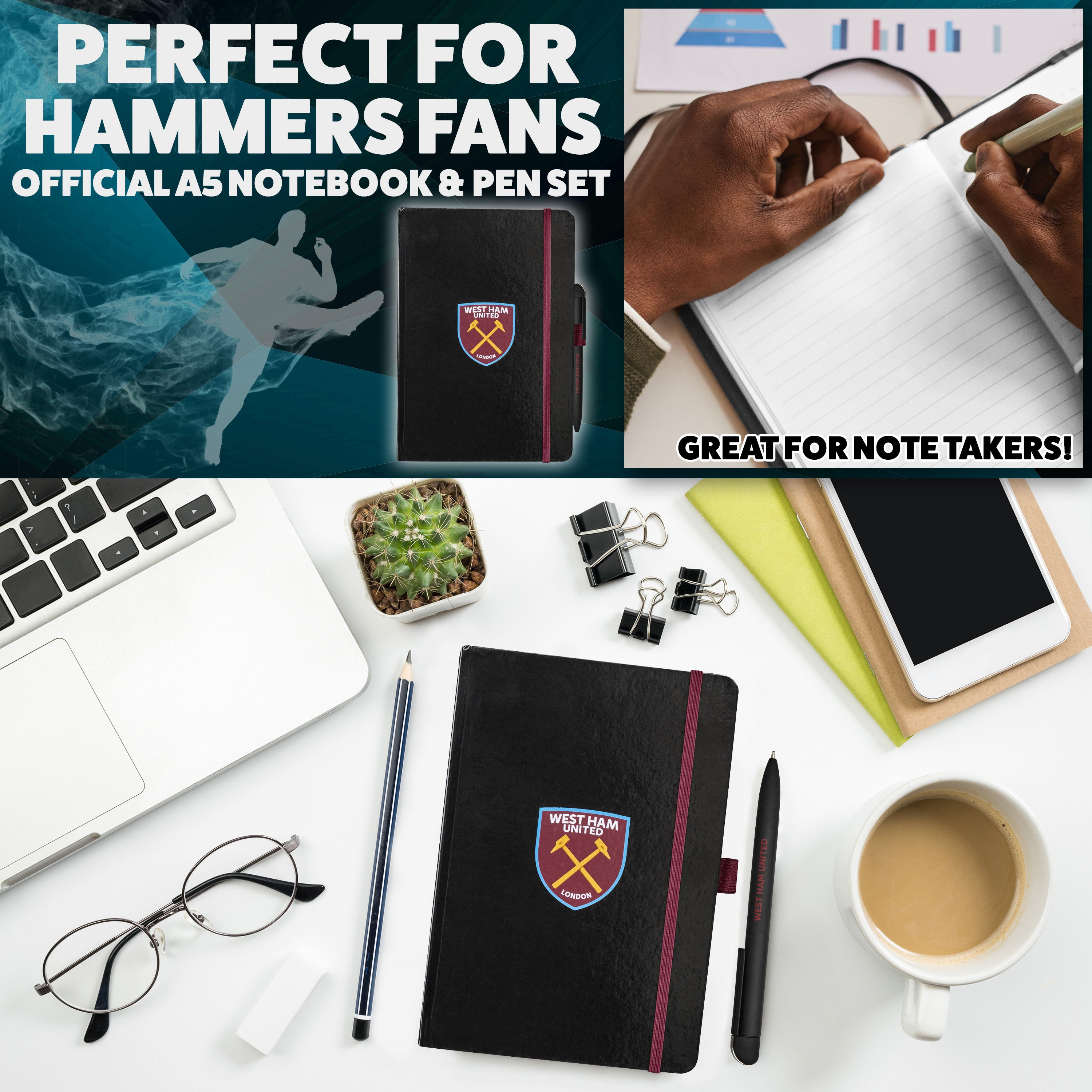 west-ham-united-set-carnet-a4-lign-stylo-supporters image 6