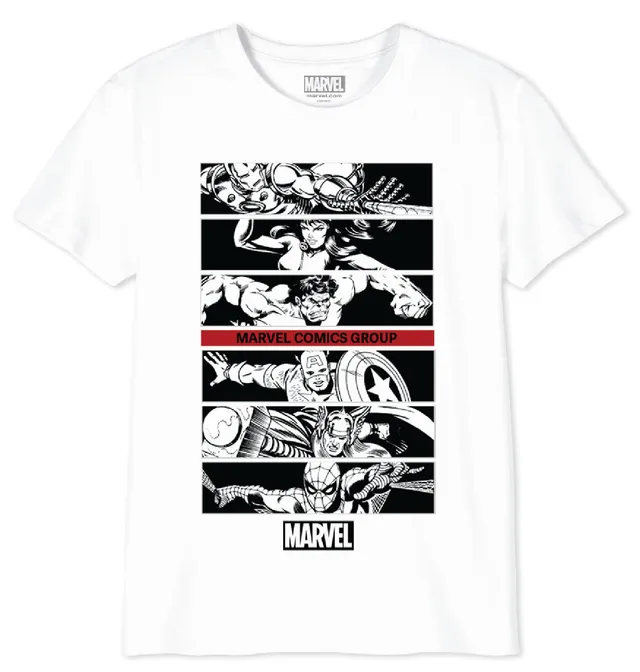 marvel-t-shirt-garcon-blanc-6-ans-coton-super-heros image 1