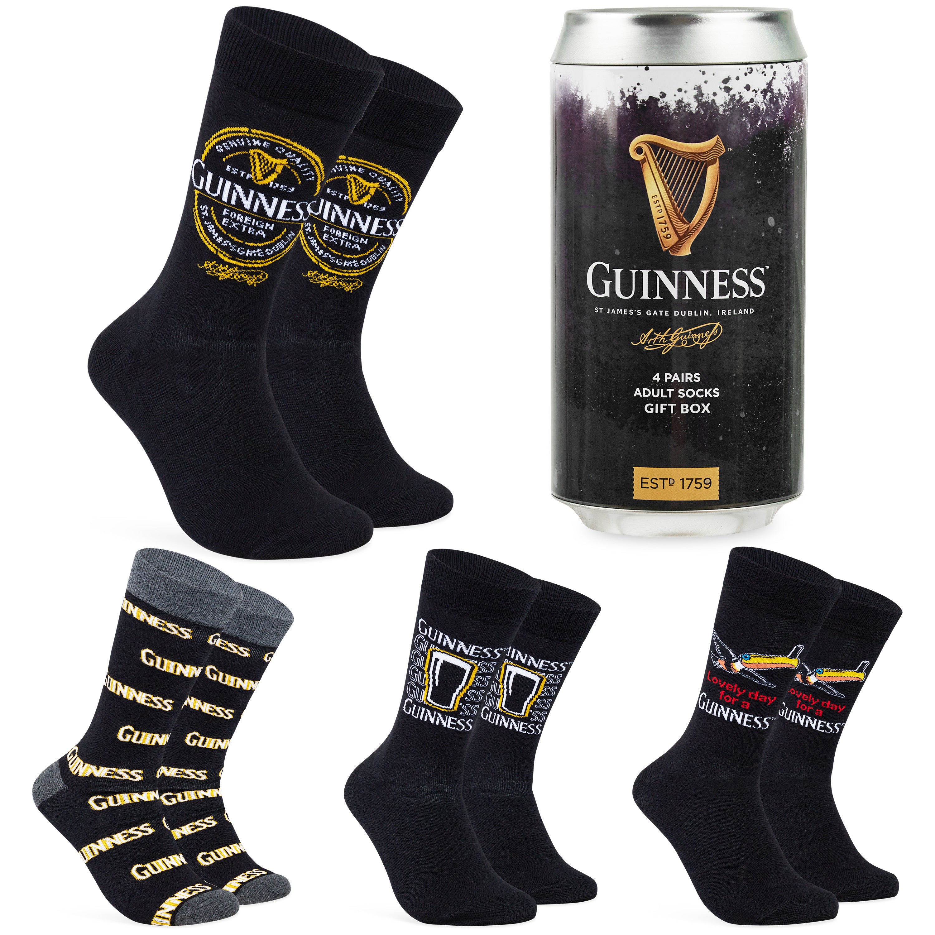 guinness-chaussettes-homme-lot-4-paires-mi-mollet-fun image 1
