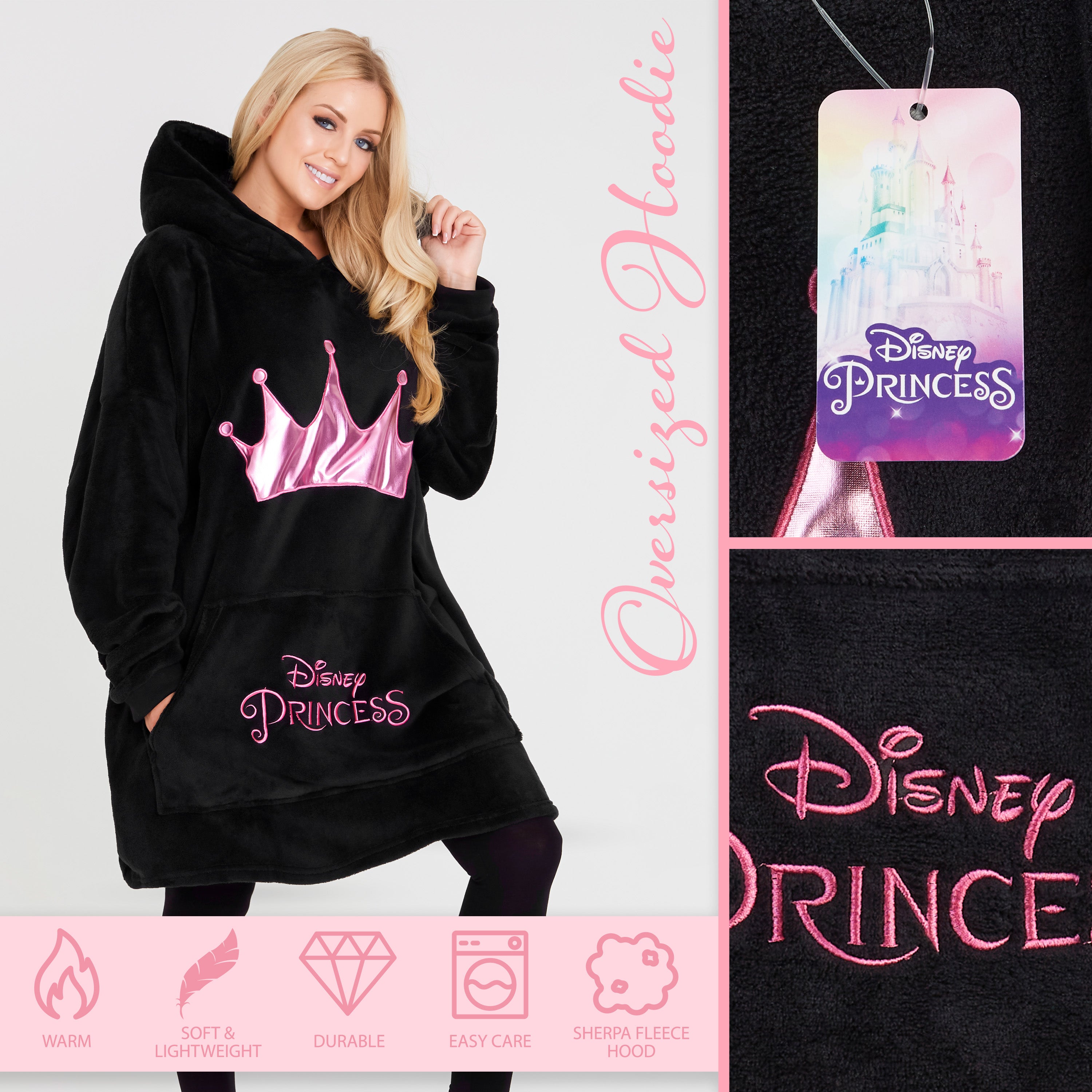 disney-hoodie-plaid-sweat-princesse-femme-taille-unique image 3