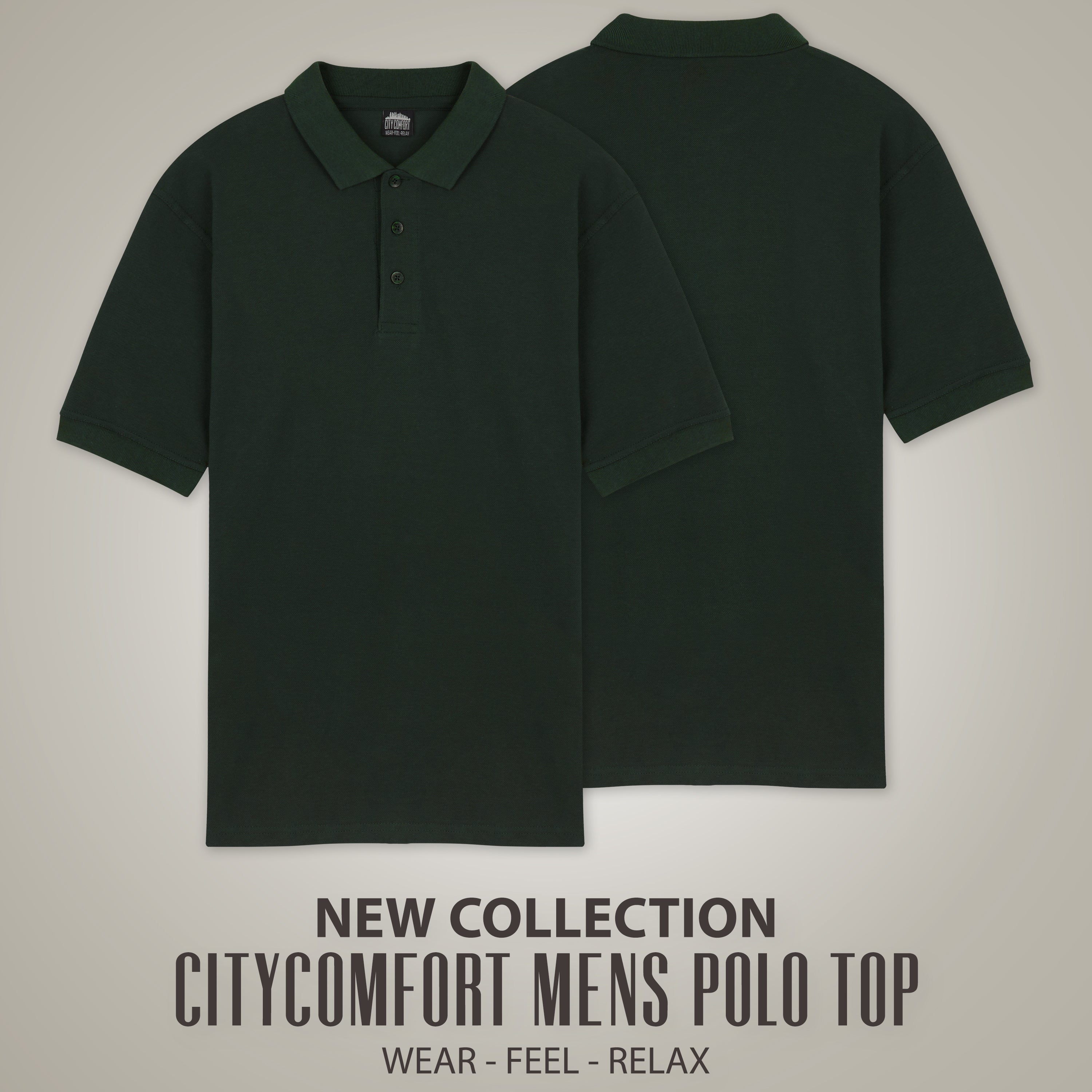 citycomfort-men-polo-manche-courte-coton-vert-gris image 3