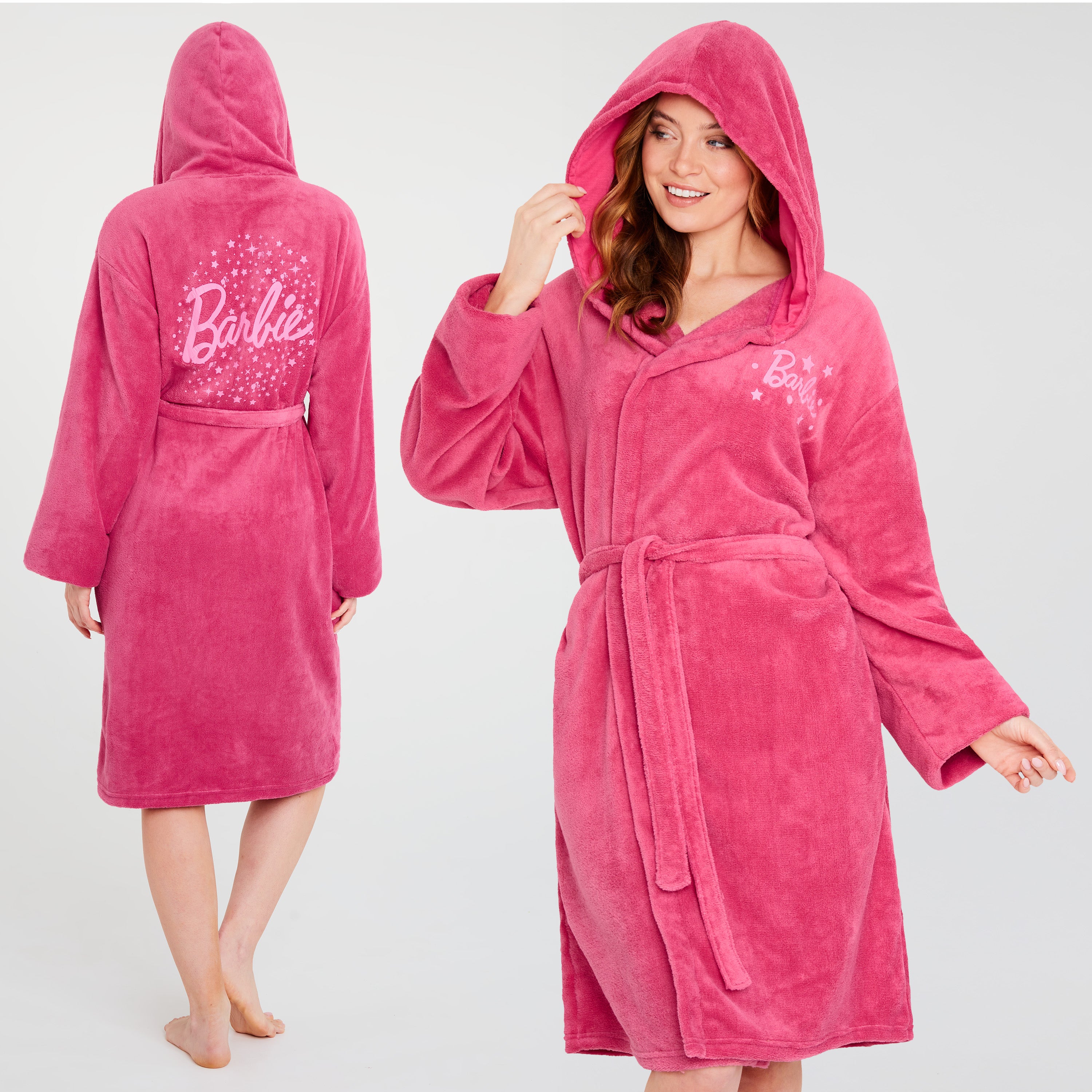 barbie-peignoir-polaire-femme-capuche-rose-taille-m image 3