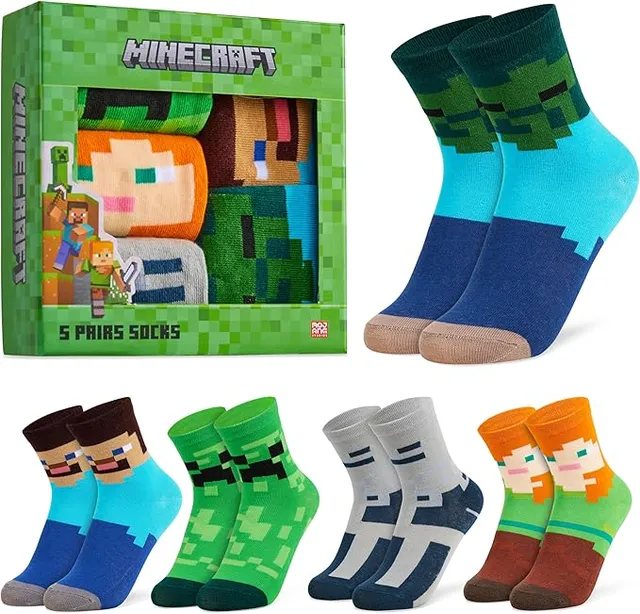 minecraft-chaussettes-gar-on-mi-mollet-lot-respirantes image 1