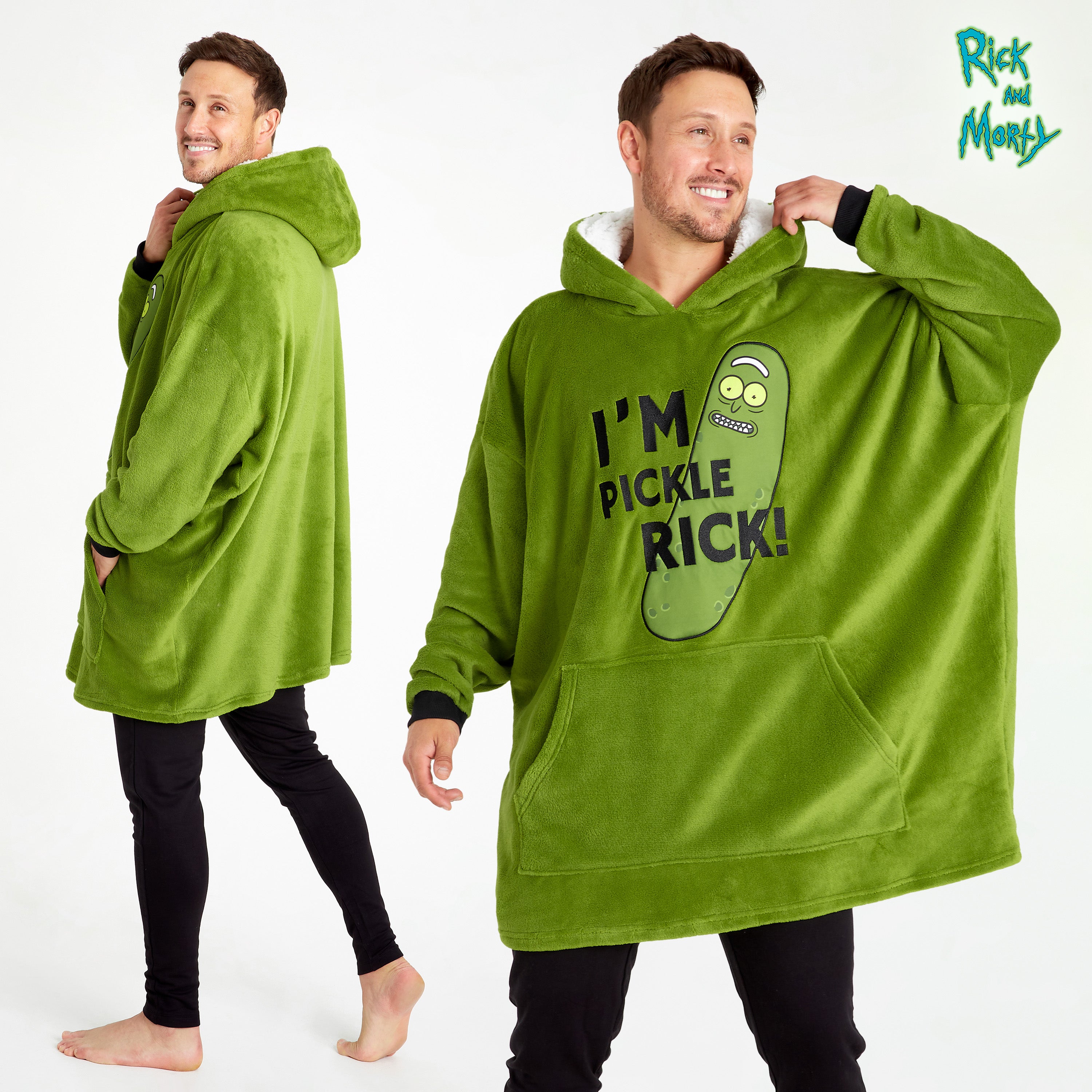 rick-and-morty-plaid-sweat-capuche-oversize-vert-homme image 5