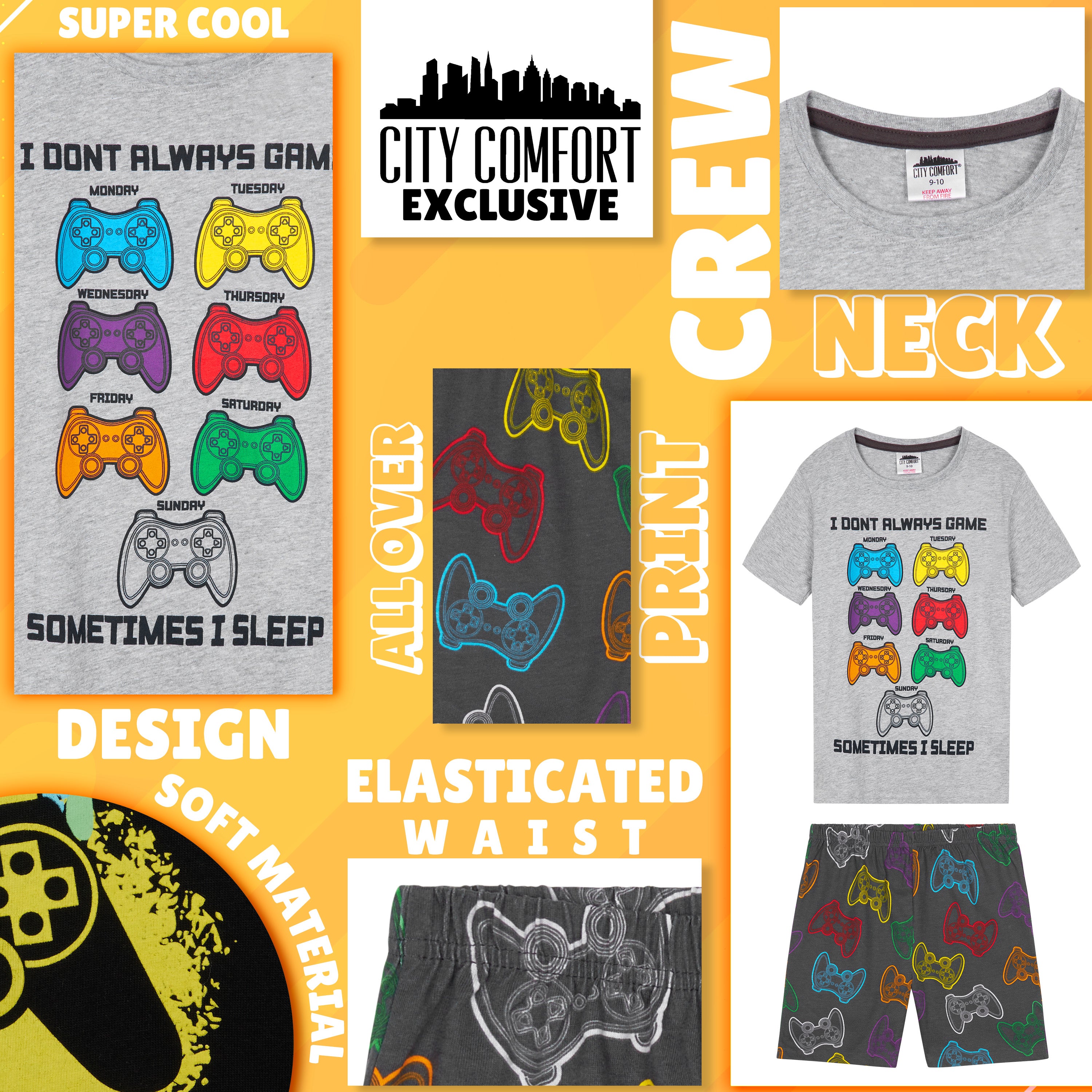 get-trend-boys-pyjama-court-gamer-gar-on-9-10-ans-respirant image 4