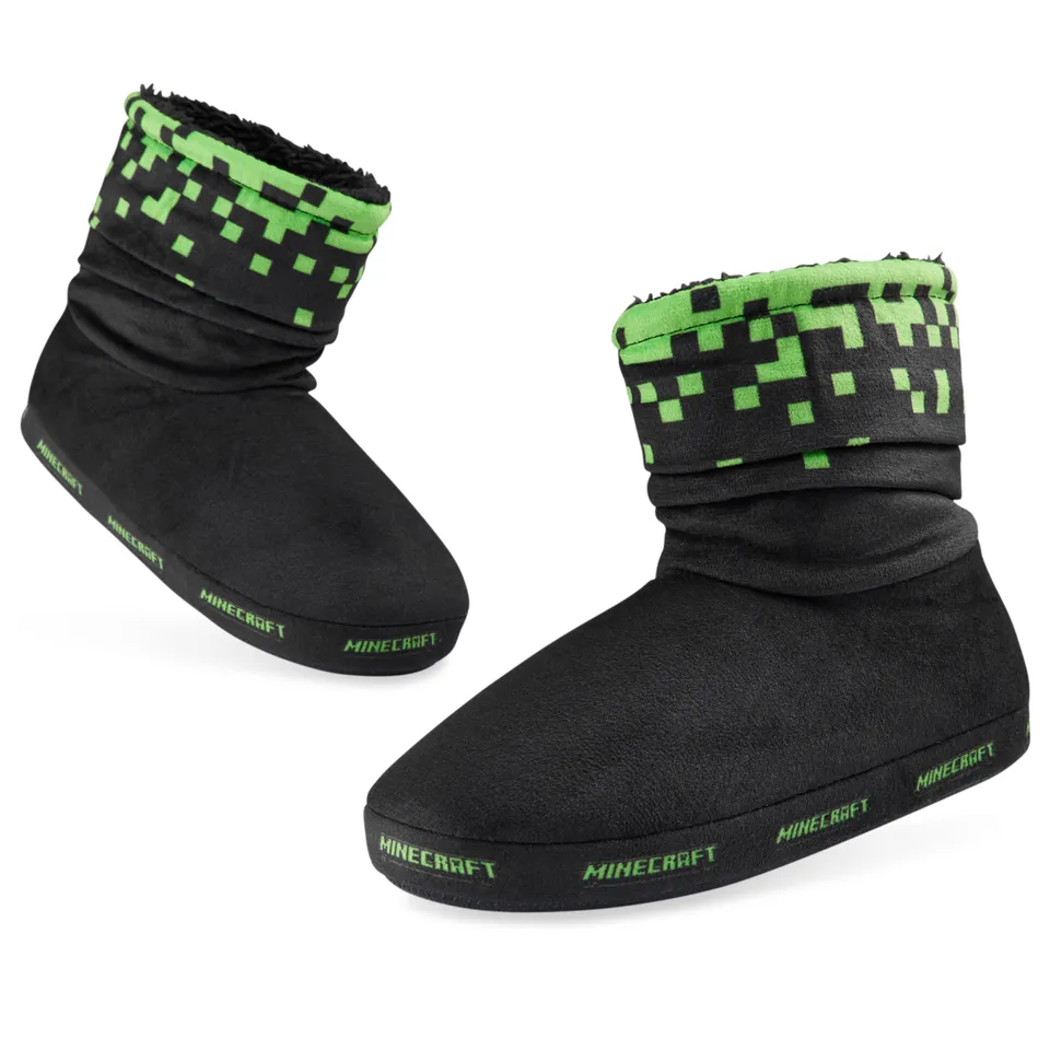 minecraft-bottines-chaussons-enfant-gamer-fourr-es-antidesrapantes image 1