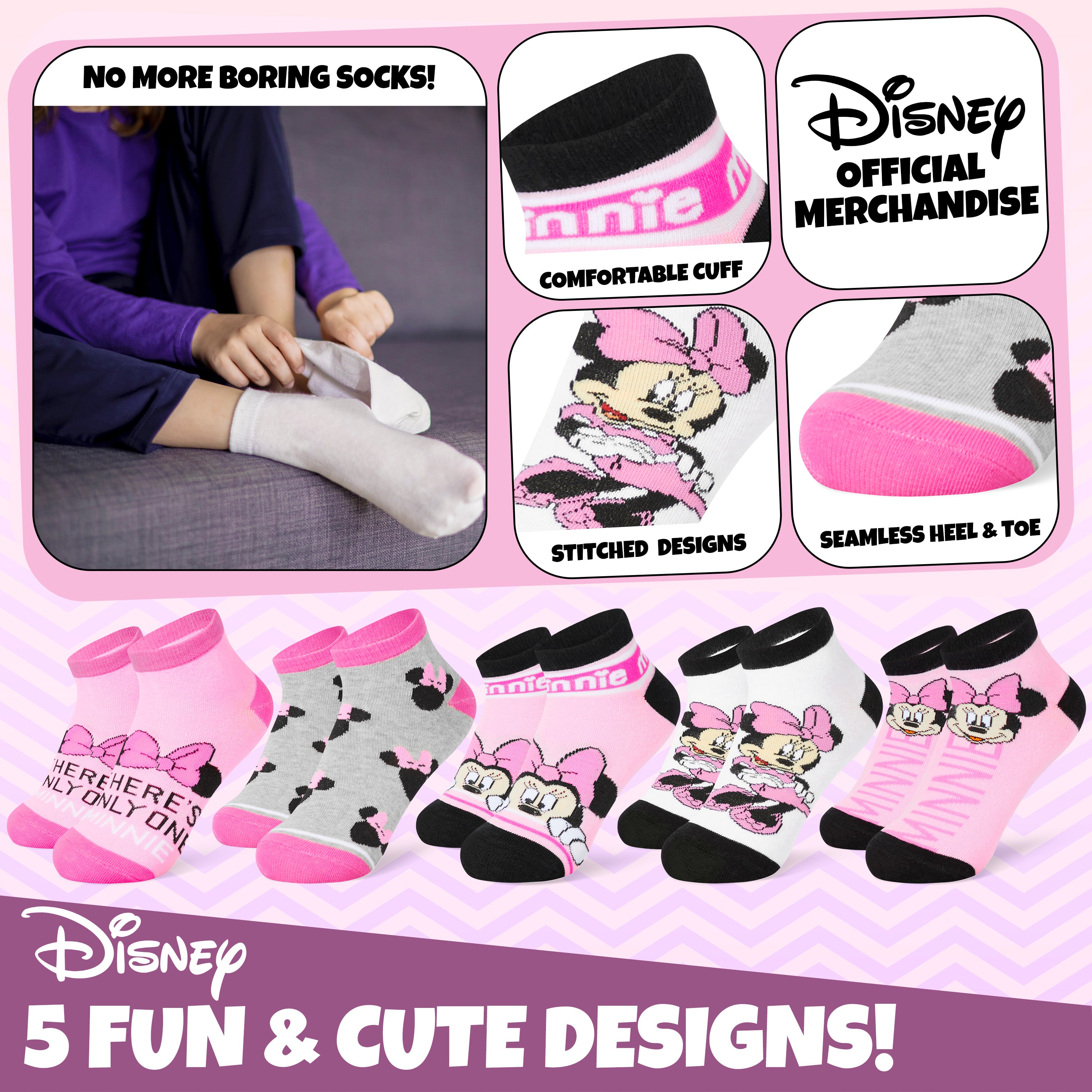 chaussettes-disney-fille-basses-coton-lot-de-5 image 3