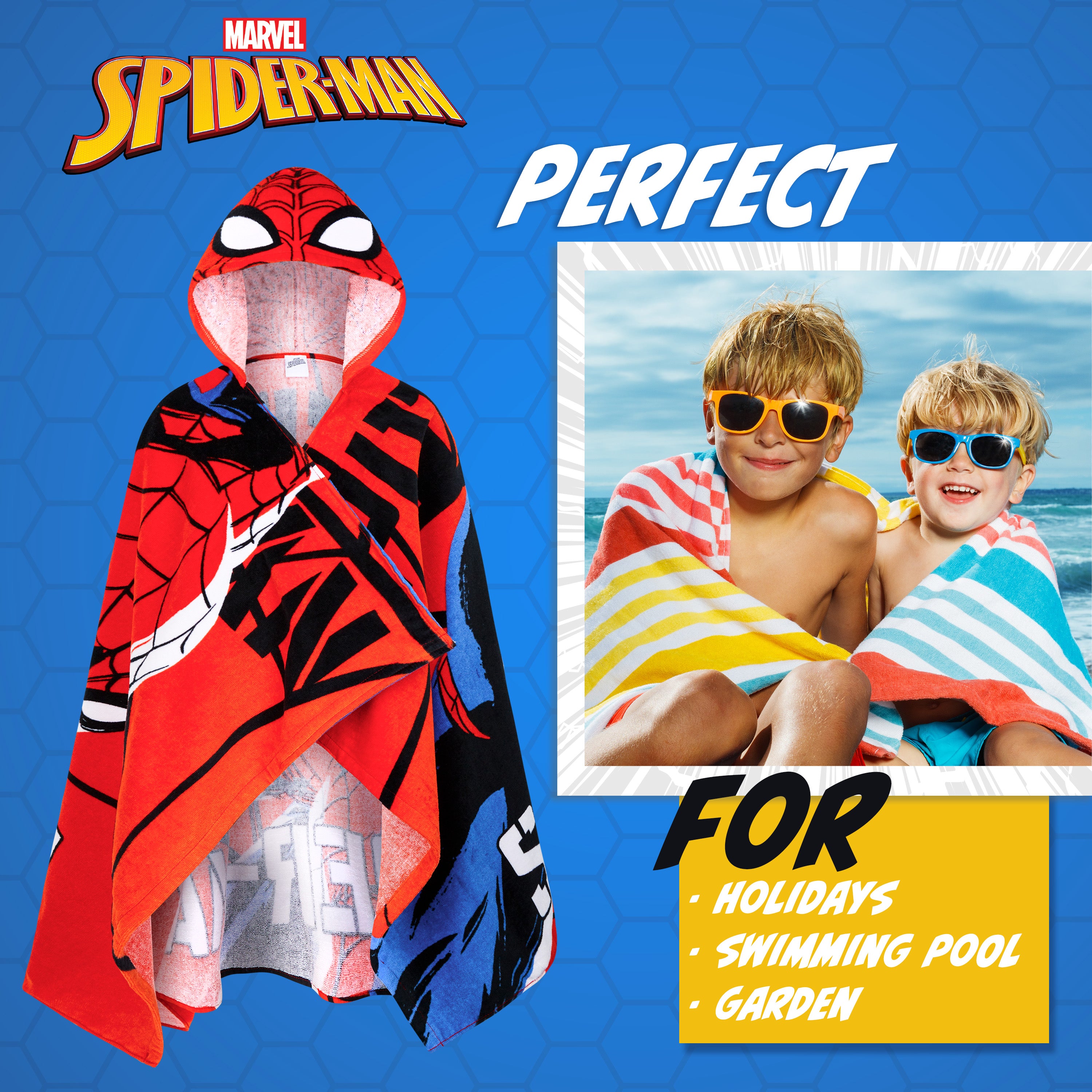 marvel-spiderman-serviette-poncho-capuche-enfant-rouge-6-14-ans image 3