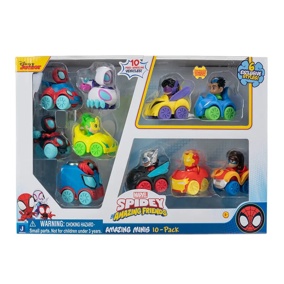 spidey-et-ses-amis-pack-10-mini-voitures-voiturettes-5-cm image 1