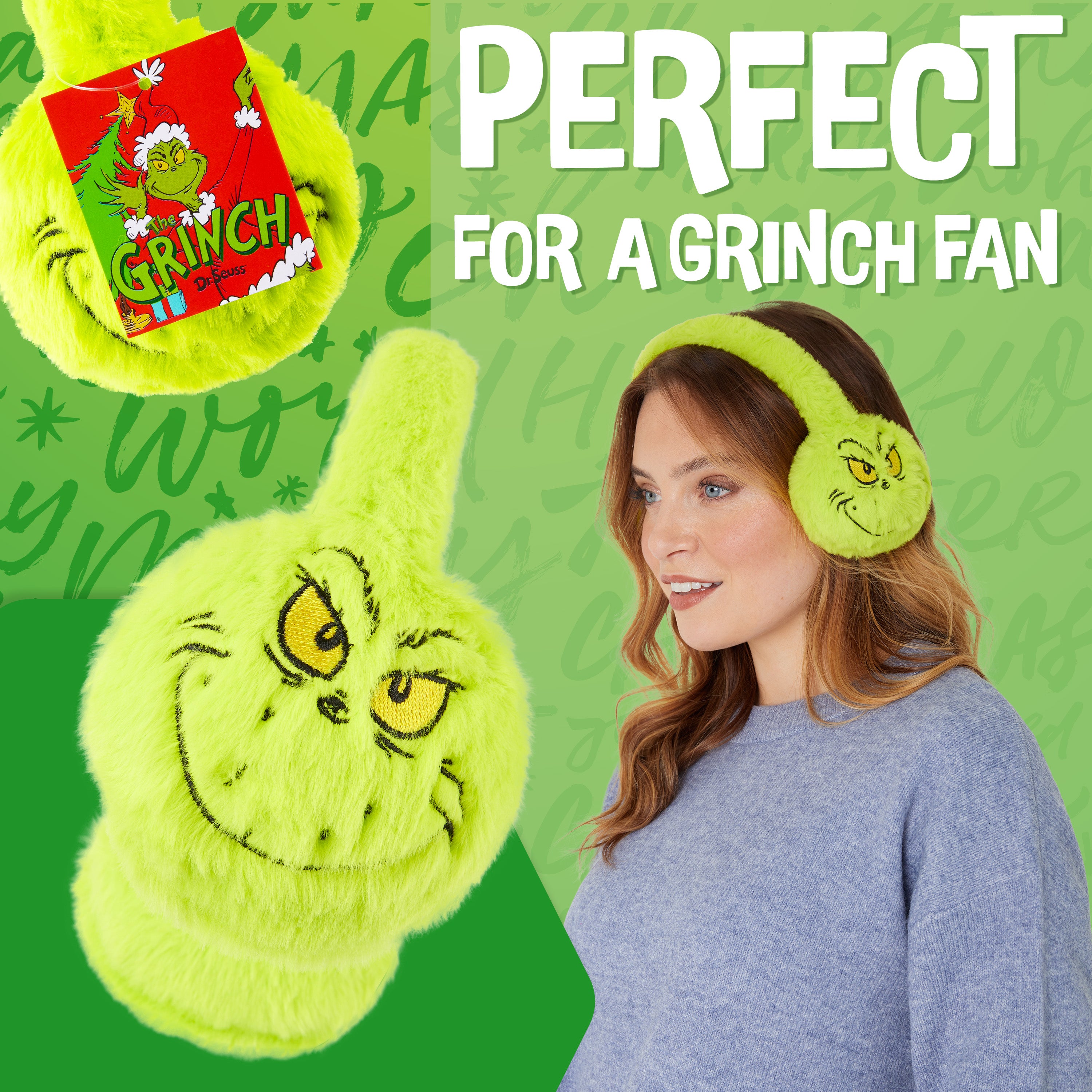 grinch-cache-oreilles-femme-peluche-verte-r-glable image 3