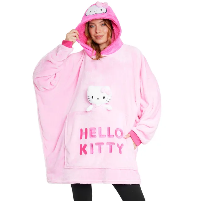 get-trend-hello-kitty-plaid-sweat-capuche-polaire-rose-peluche image 1