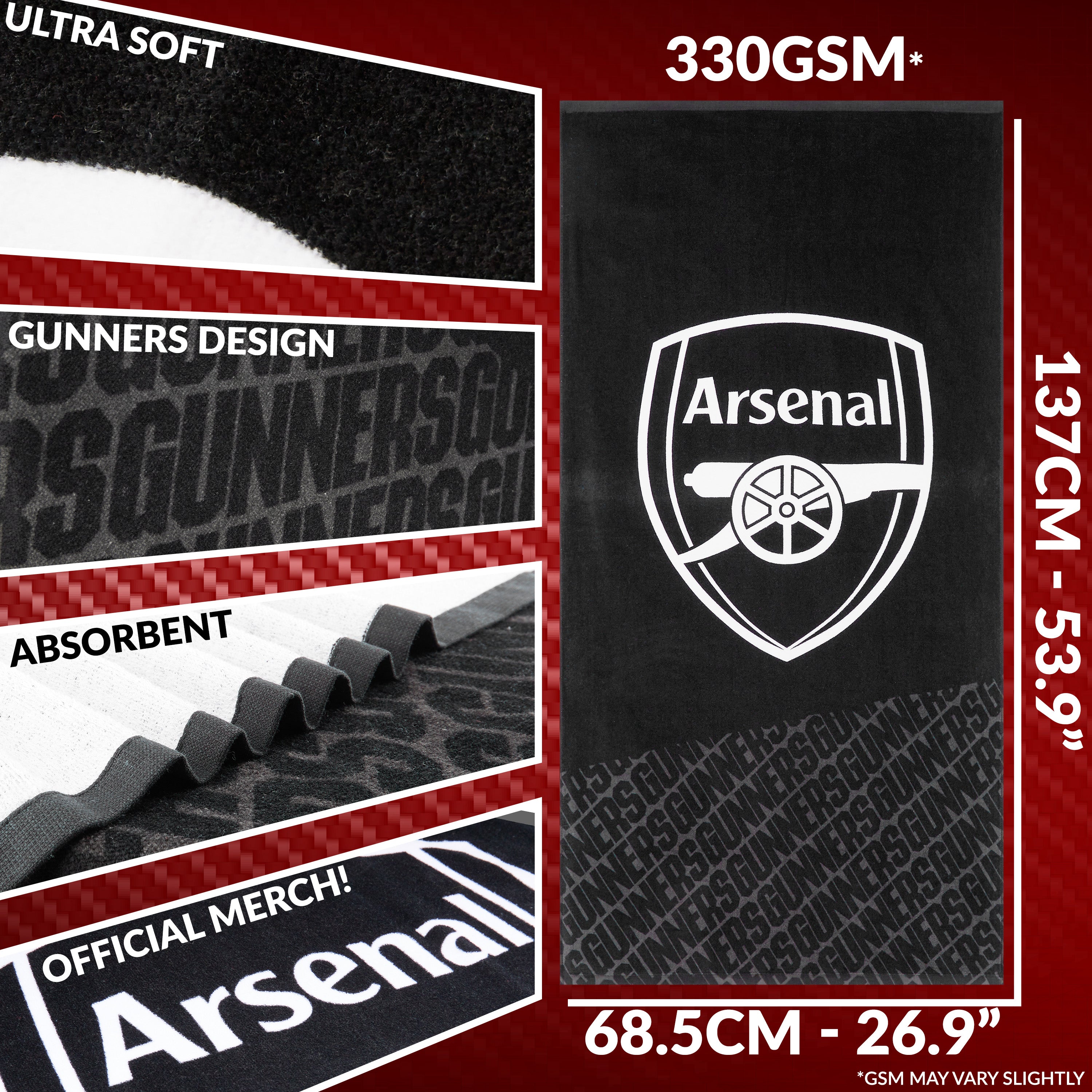 arsenal-serviette-bain-100-coton-137x69cm-football image 6