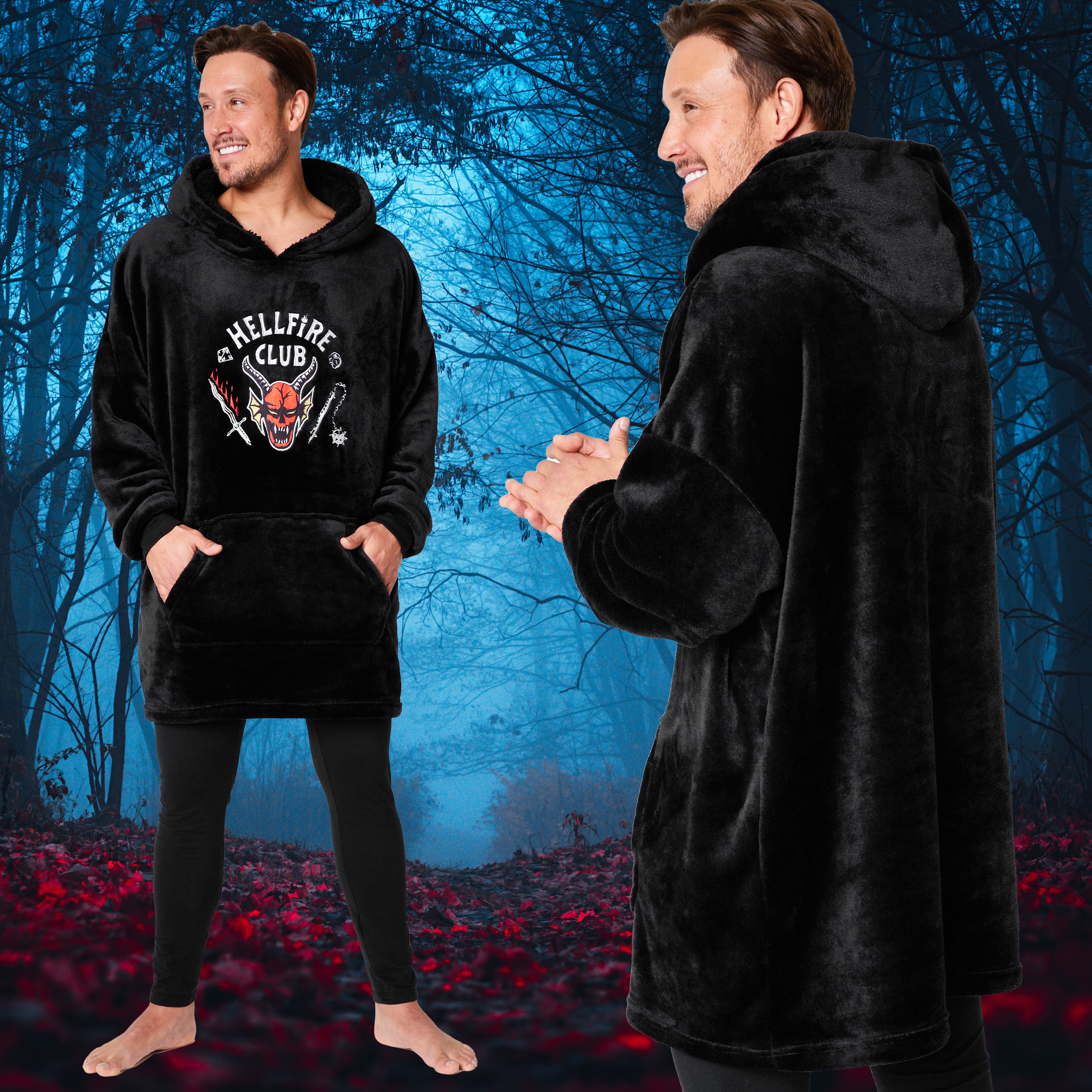 stranger-things-hoodie-plaid-homme-noir-oversize image 3