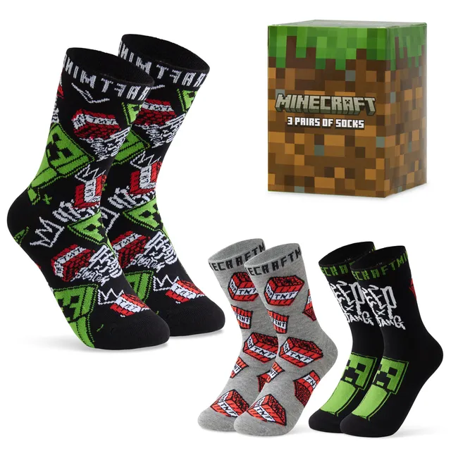minecraft-chaussettes-gar-on-coton-lot-de-3-12-5-3-5-uk image 1