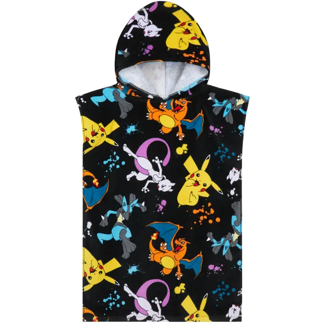 pokemon-poncho-serviette-capuche-enfant-10-13-ans-noir-multi image 1