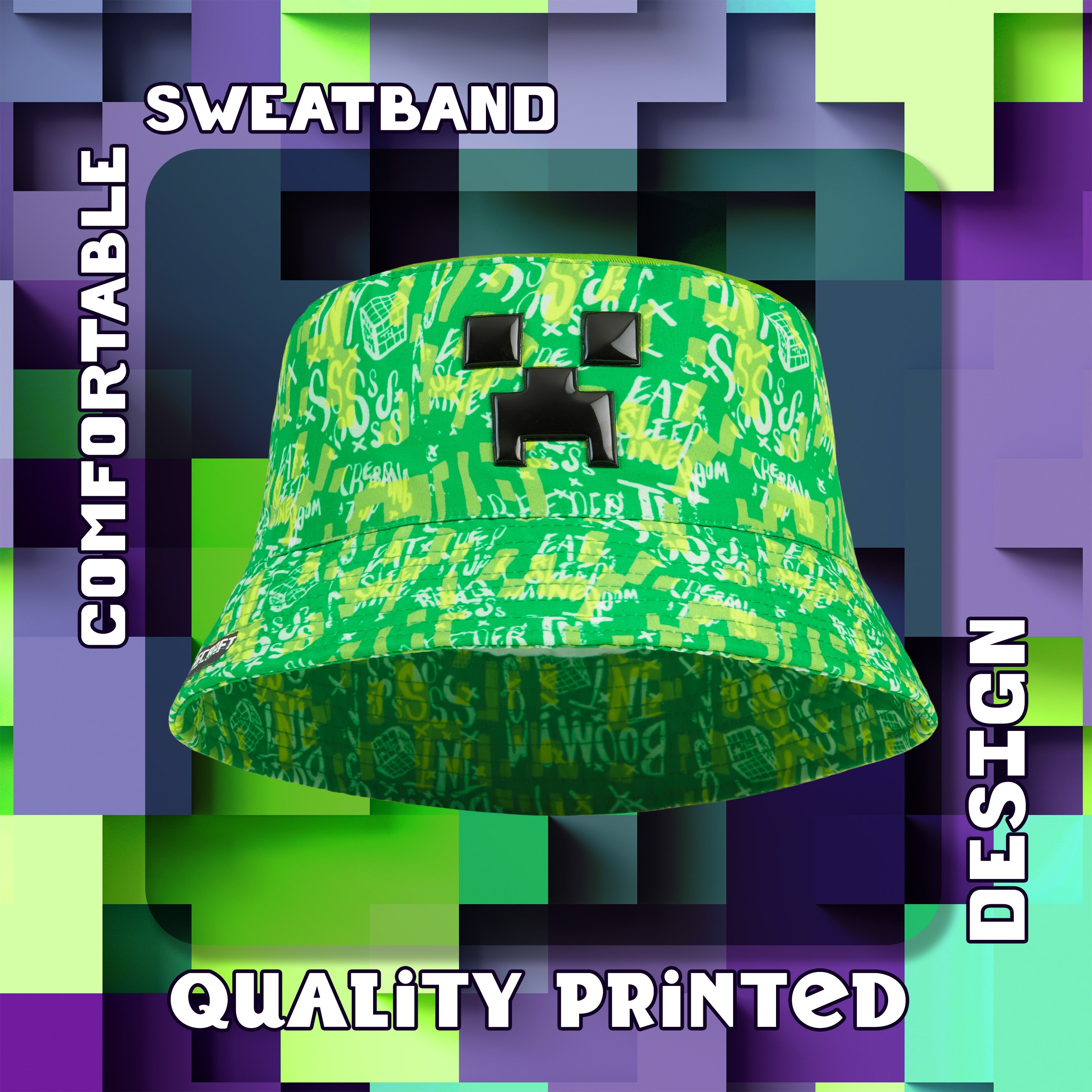 minecraft-boys-bob-enfant-bucket-hat-soleil-taille-unique image 4