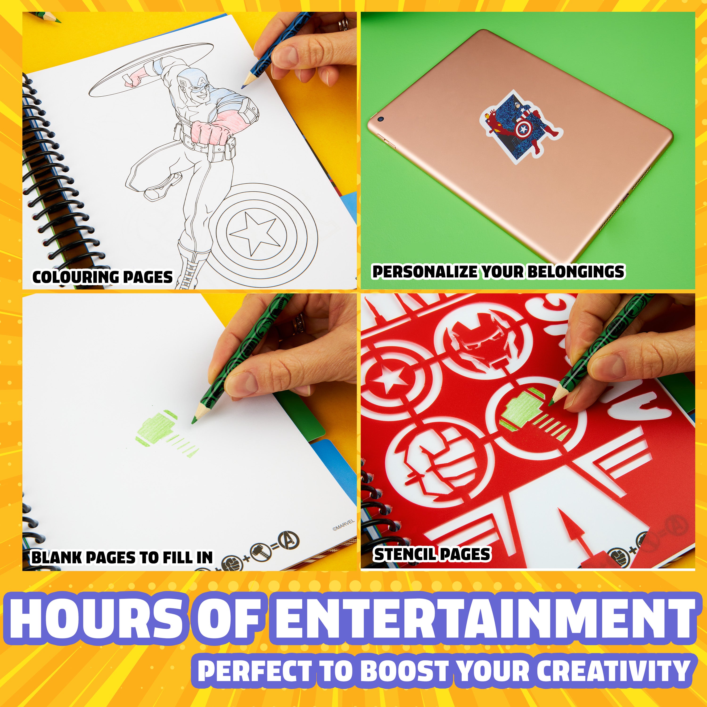 marvel-cahier-stickers-enfant-1000-spiderman-avengers-crayons image 5
