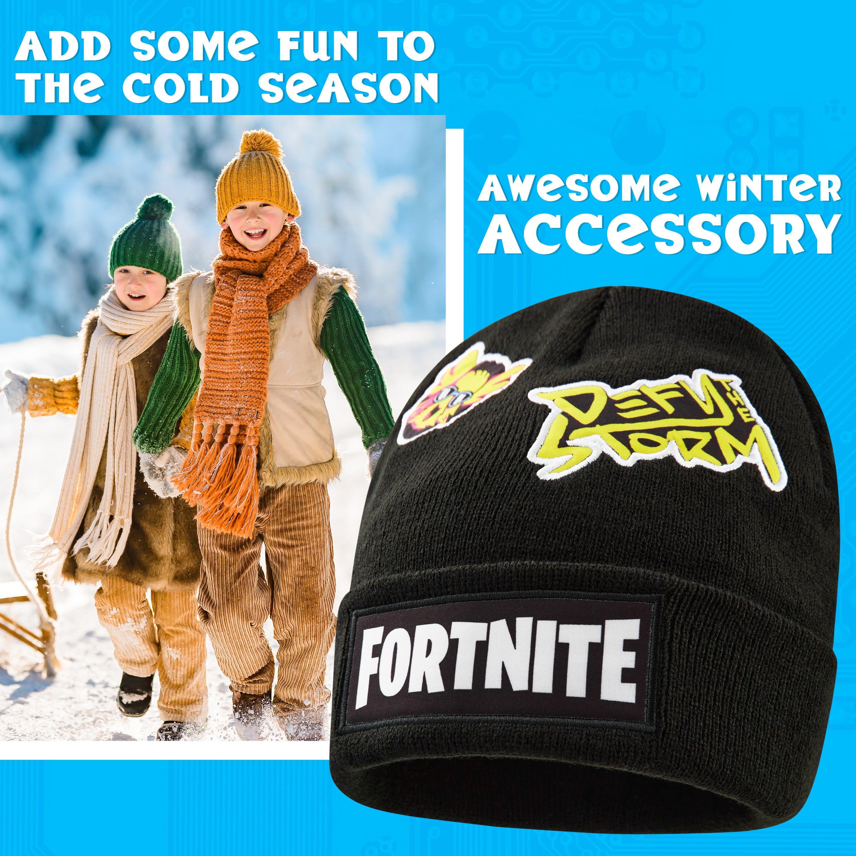 fortnite-bonnet-gar-on-noir-tricot-hiver-chaud-6-14-ans image 3