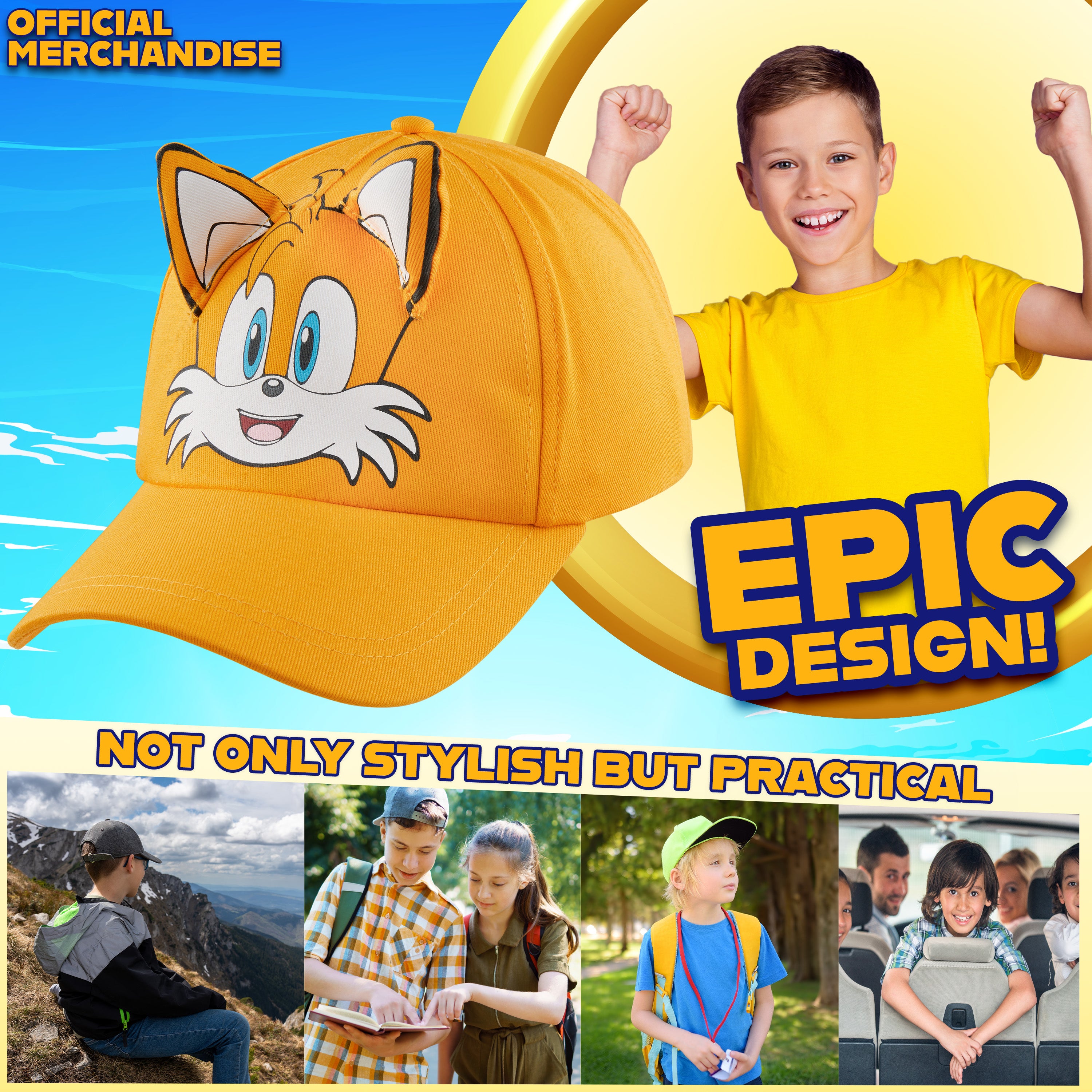 sonic-casquette-gar-on-baseball-bleu-r-glable-enfant-gamer image 3
