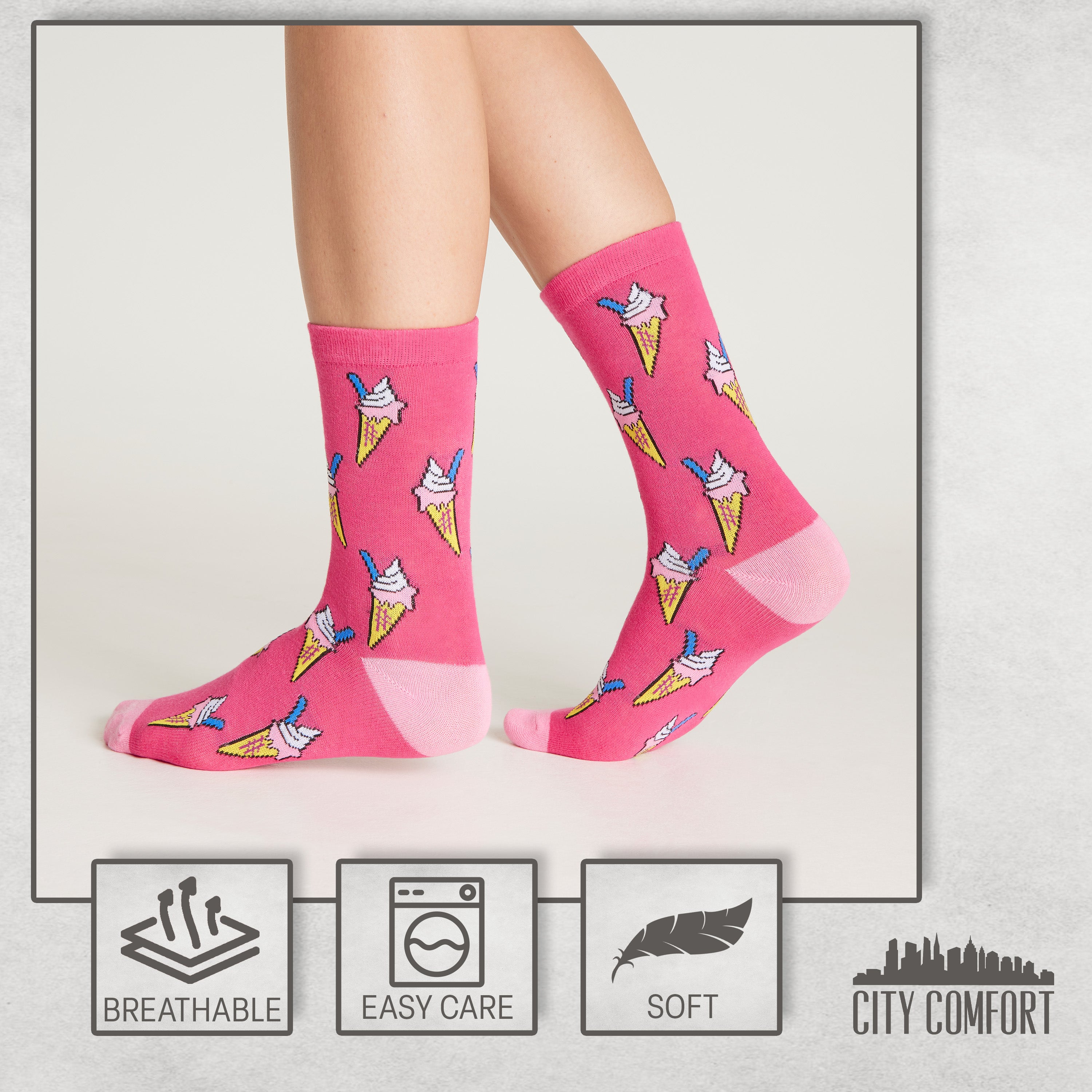 citycomfort-chaussettes-femme-lot-5-paires-mi-mollet image 6