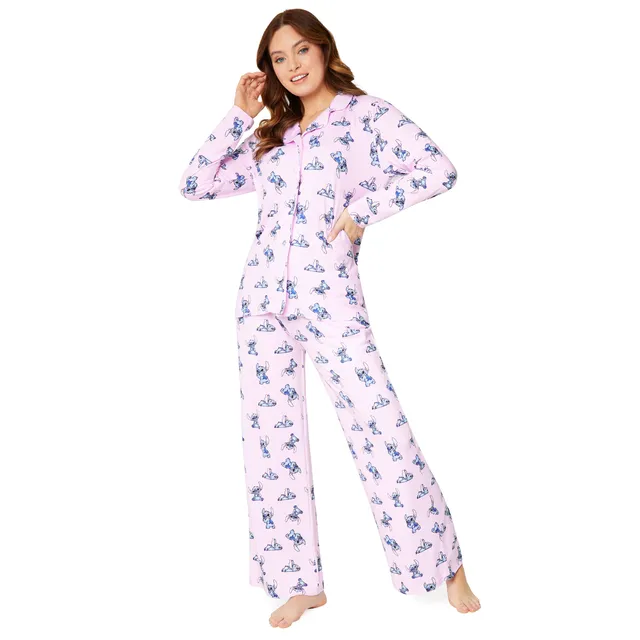 disney-stitch-ensemble-pyjama-femme-rose-manches-longues image 1