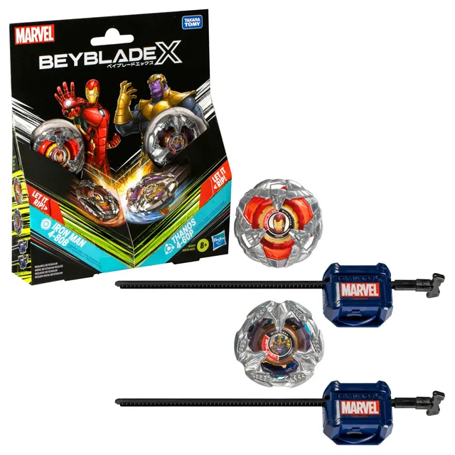 beyblade-x-marvel-iron-man-4-80b-vs-thanos-4-60b-toupies image 1