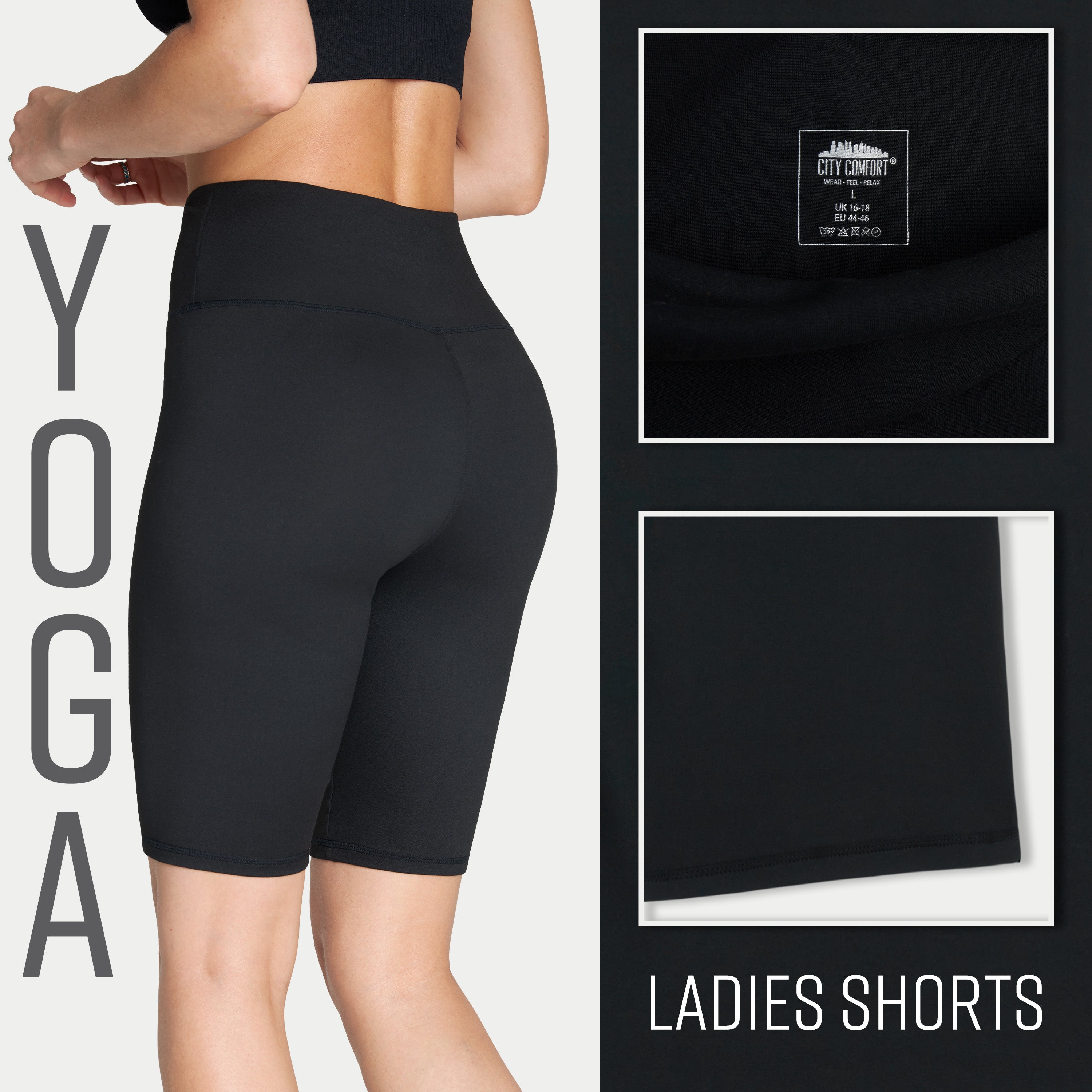 citycomfort-short-yoga-sport-femme-taille-haute-noir-stretch image 6