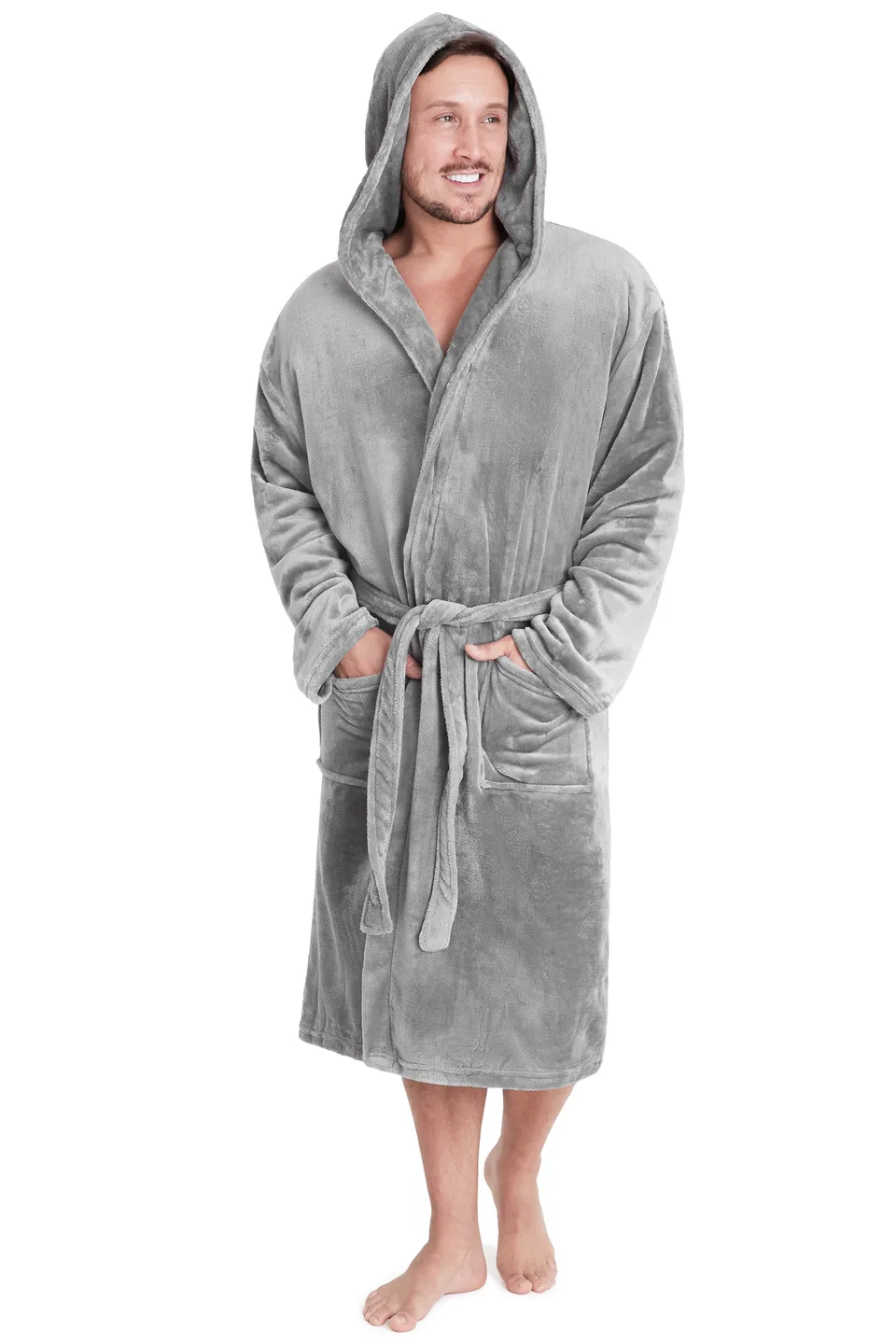 peignoir-homme-polaire-capuche-doux-poches-m-3xl image 1