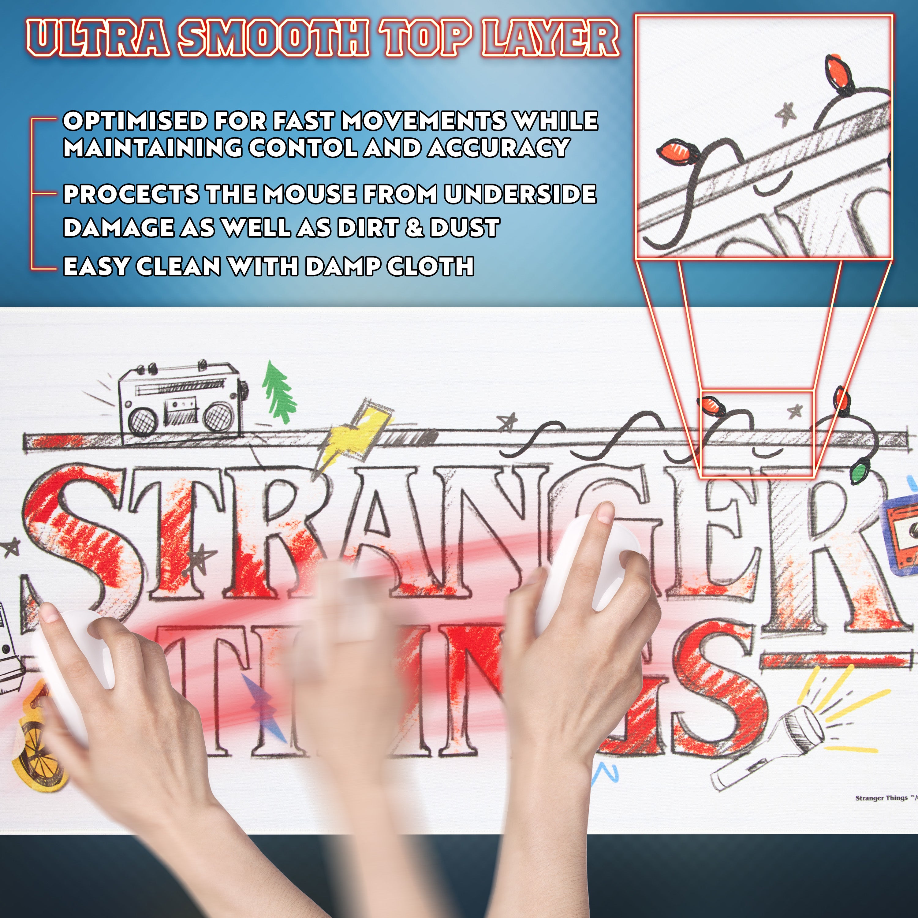 stranger-things-tapis-de-bureau-xxl-blanc-80x36-clavier-souris image 4