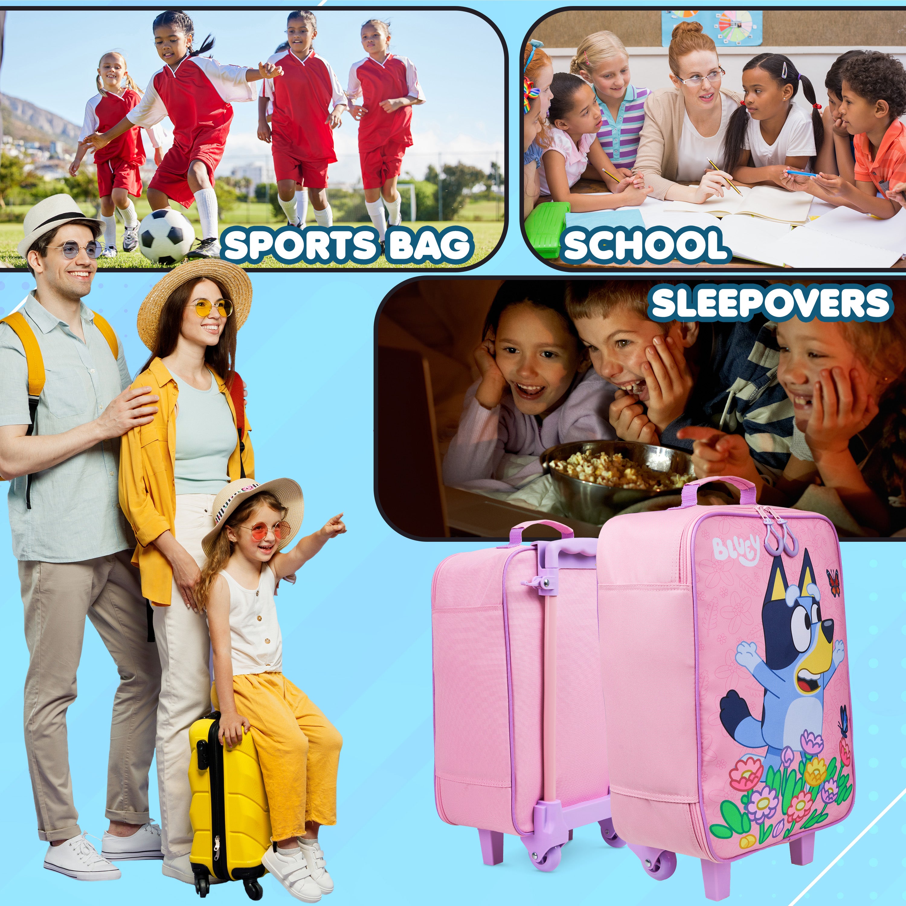 bluey-valise-enfant-rose-15l-roulettes-pliable image 3
