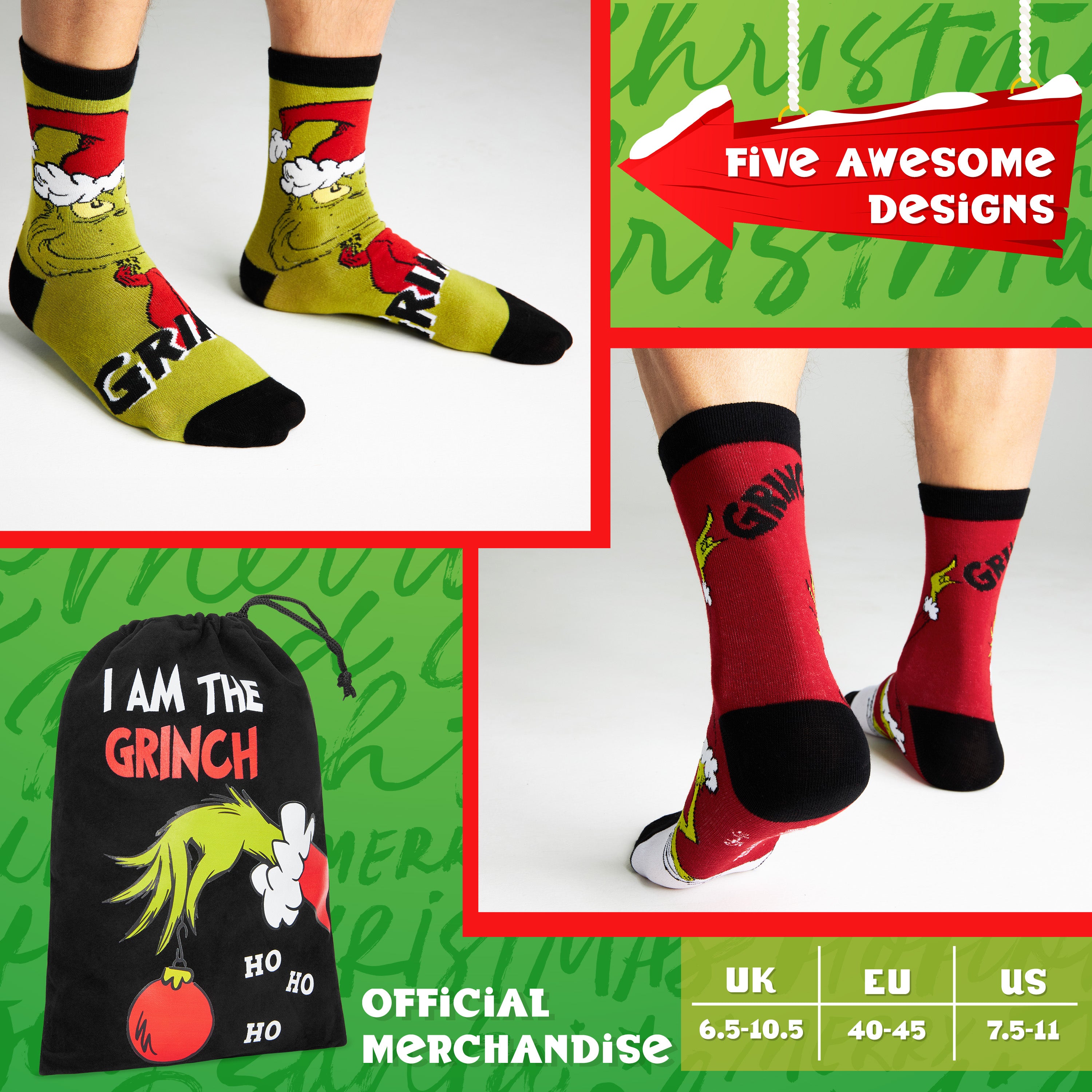 get-trend-men-chaussettes-grinch-homme-mi-mollet-lot image 6
