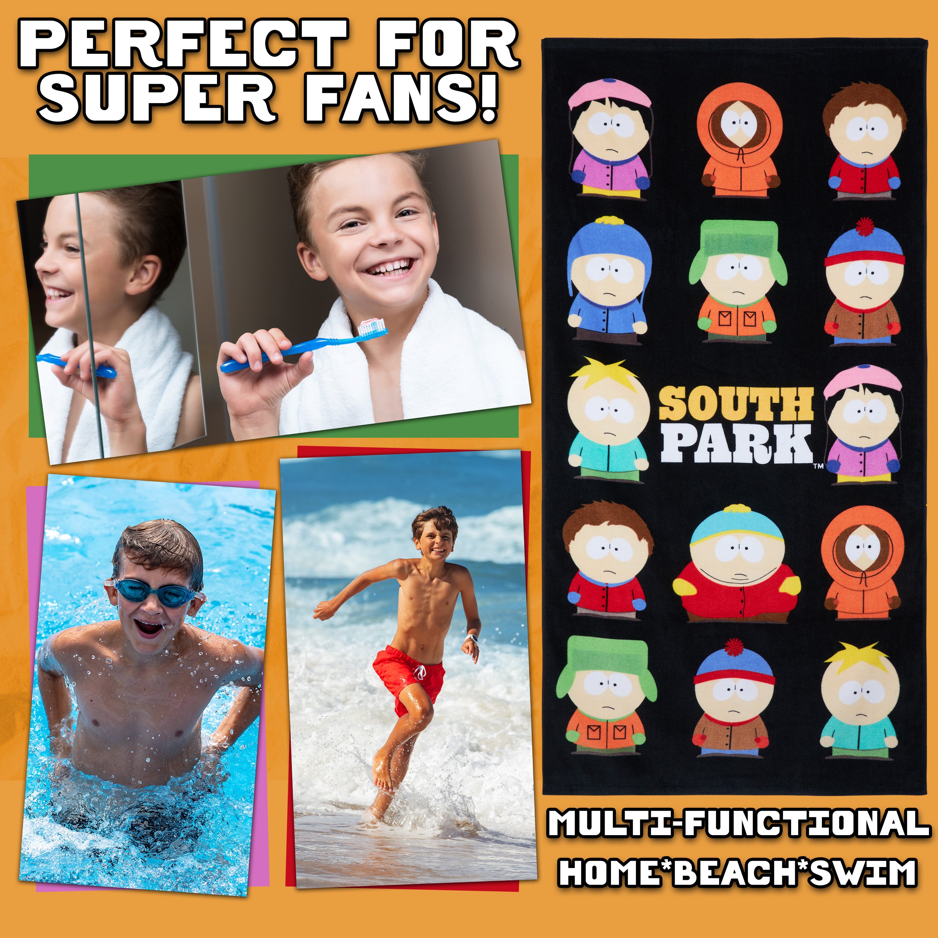 south-park-serviette-de-plage-coton-140x70-cm-stan-et-amis image 3