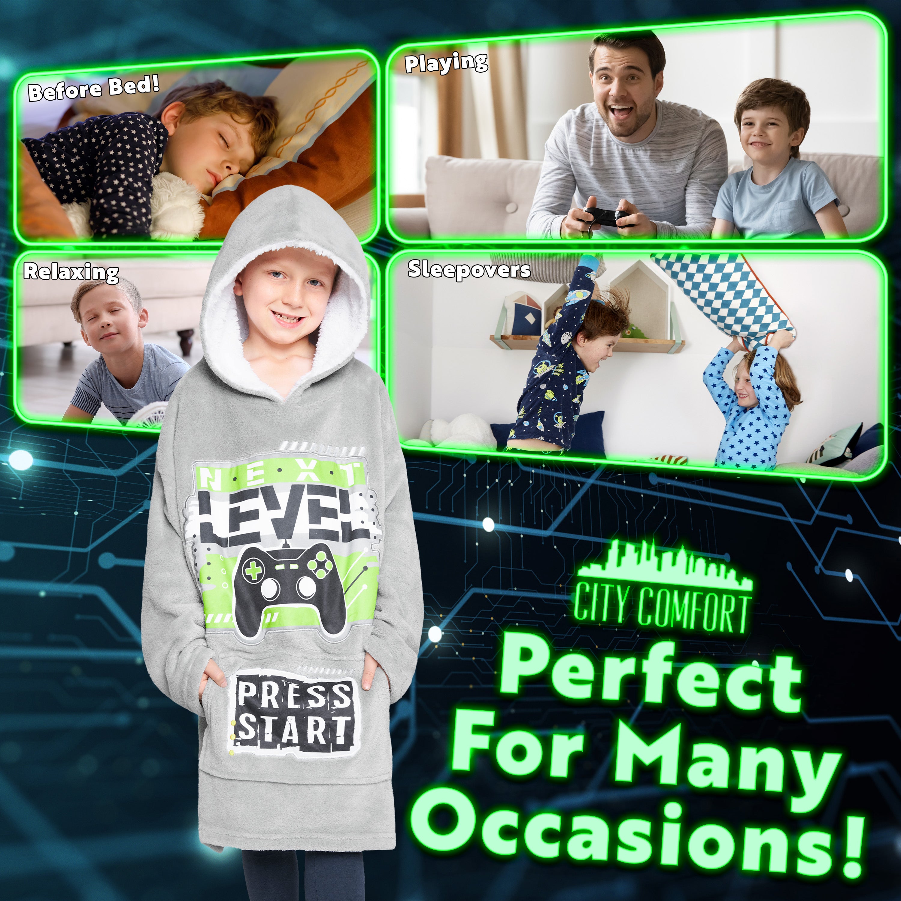 citycomfort-sweat-plaid-hoodie-blanket-gamer-enfant-polaire image 4