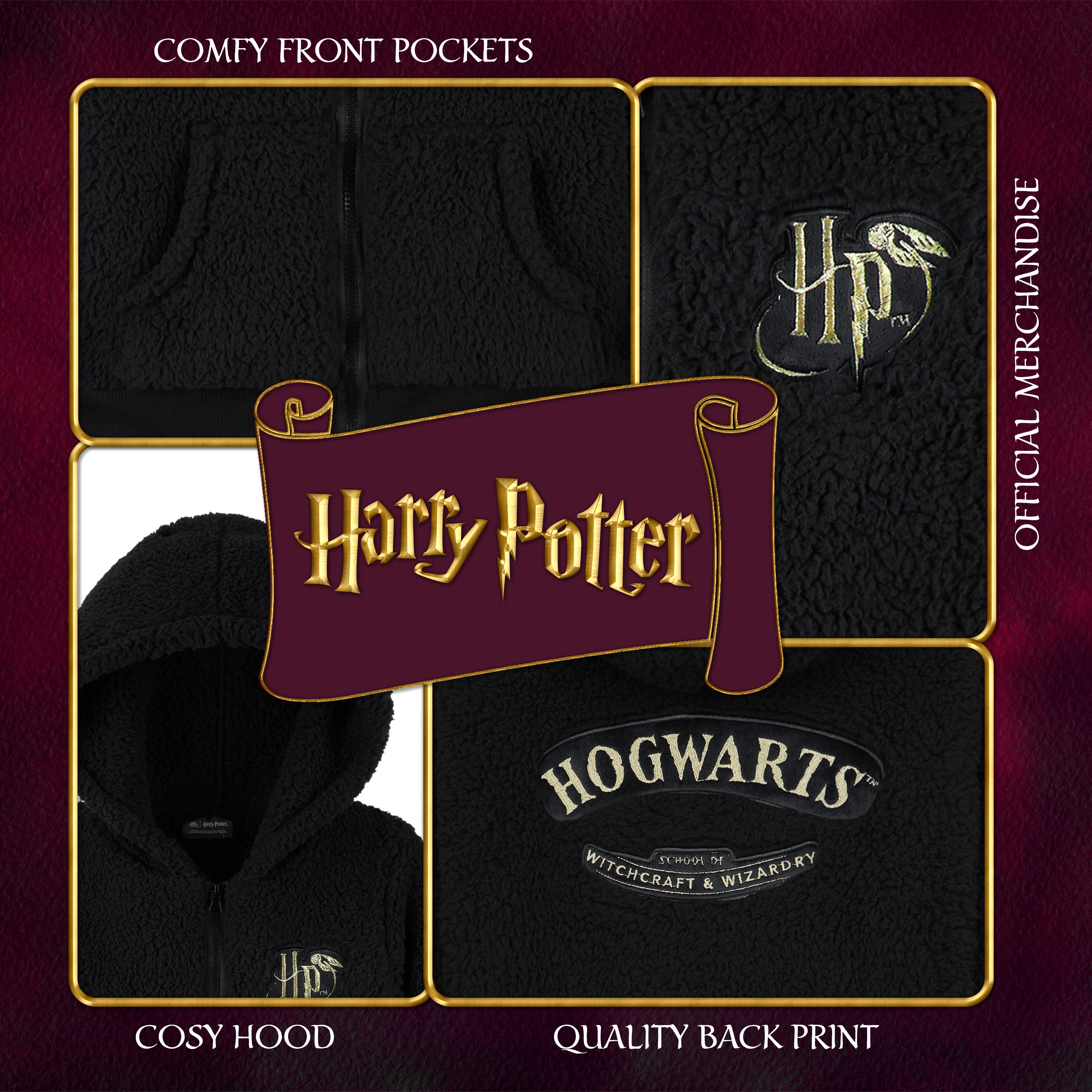 harry-potter-girls-sweat-zipp-fille-sherpa-noir-9-10-ans image 5