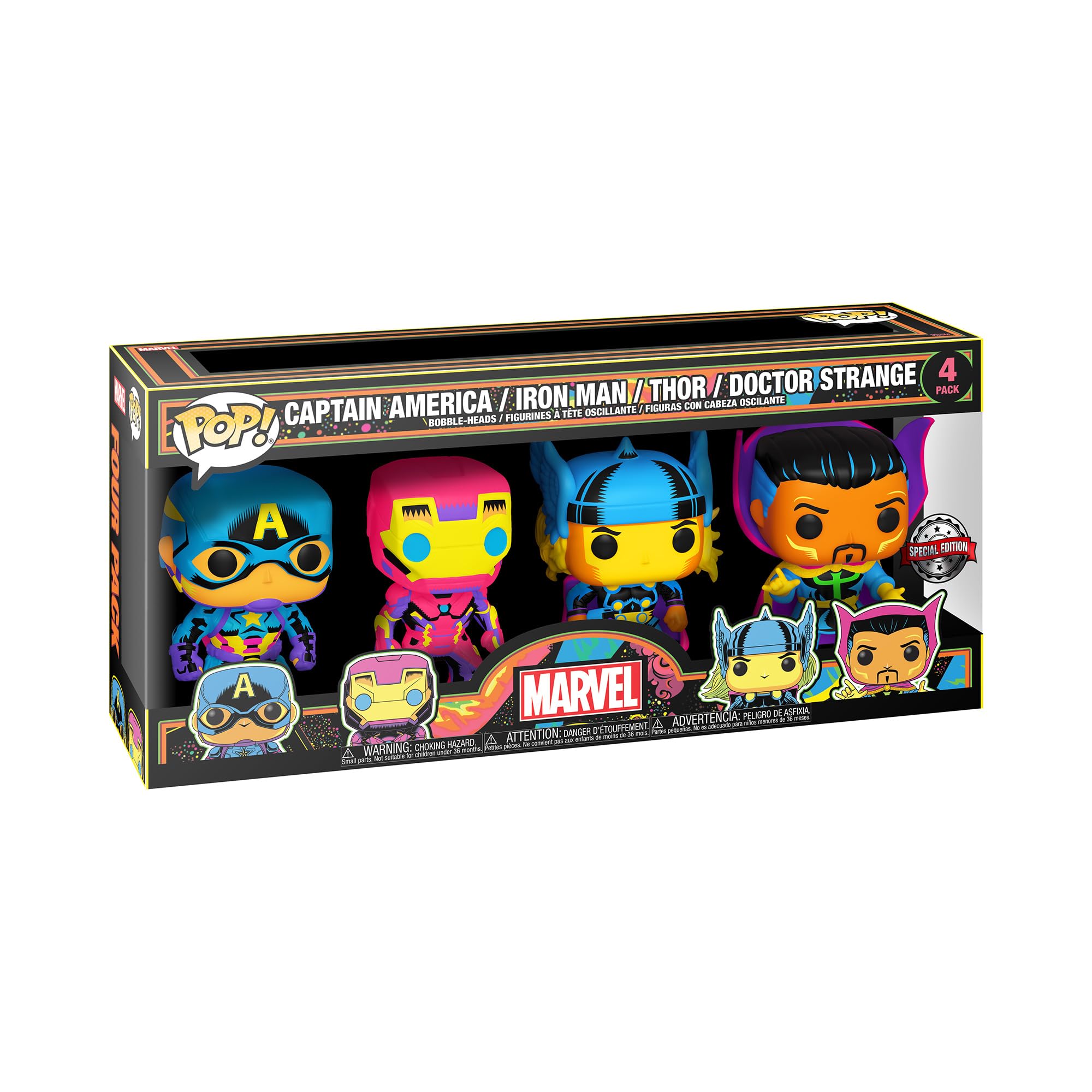 funko-pop-marvel-blacklight-captain-america-figurine-vinyle-4-pack image 1
