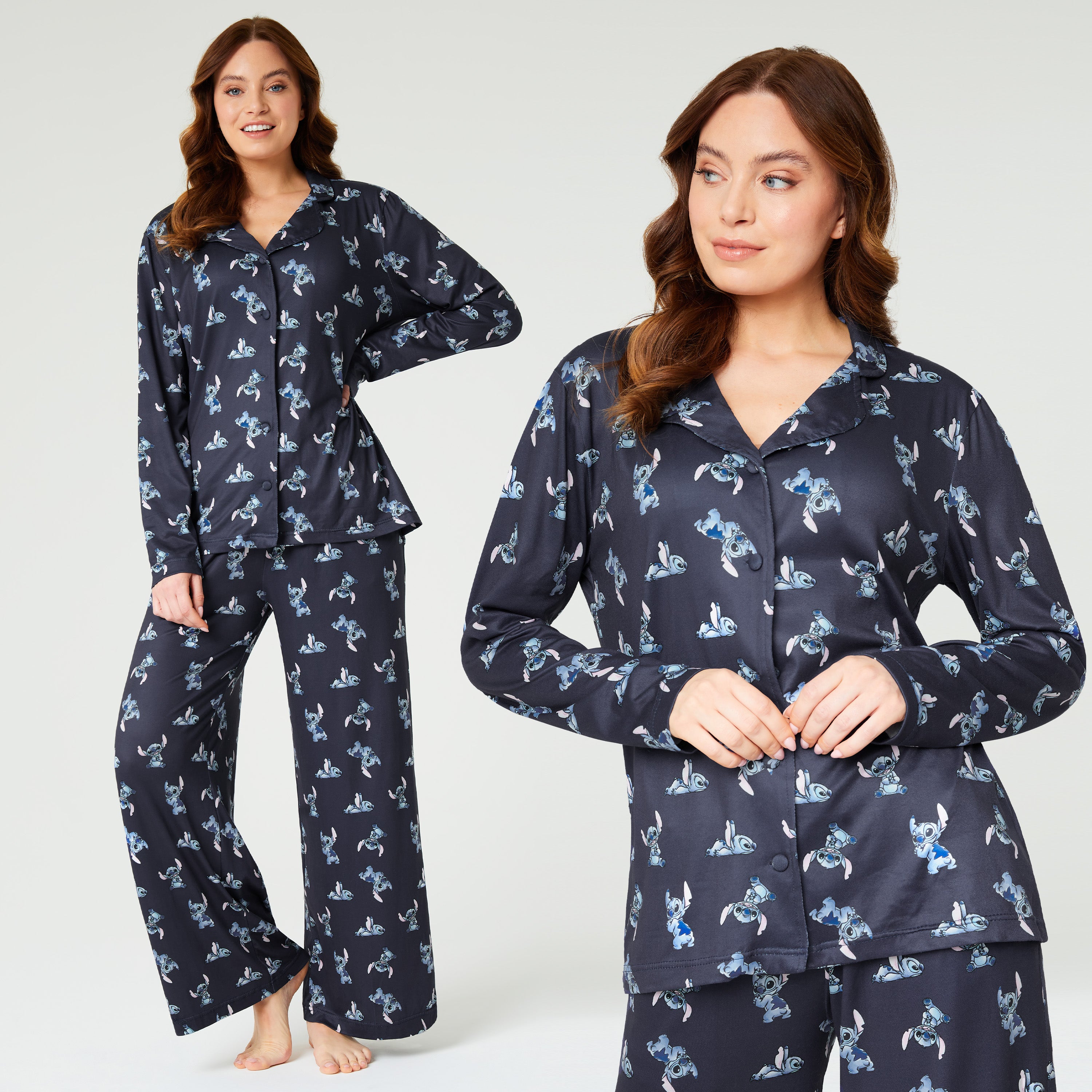disney-stitch-ensemble-pyjama-femme-bleu-marine-manches-longues image 4