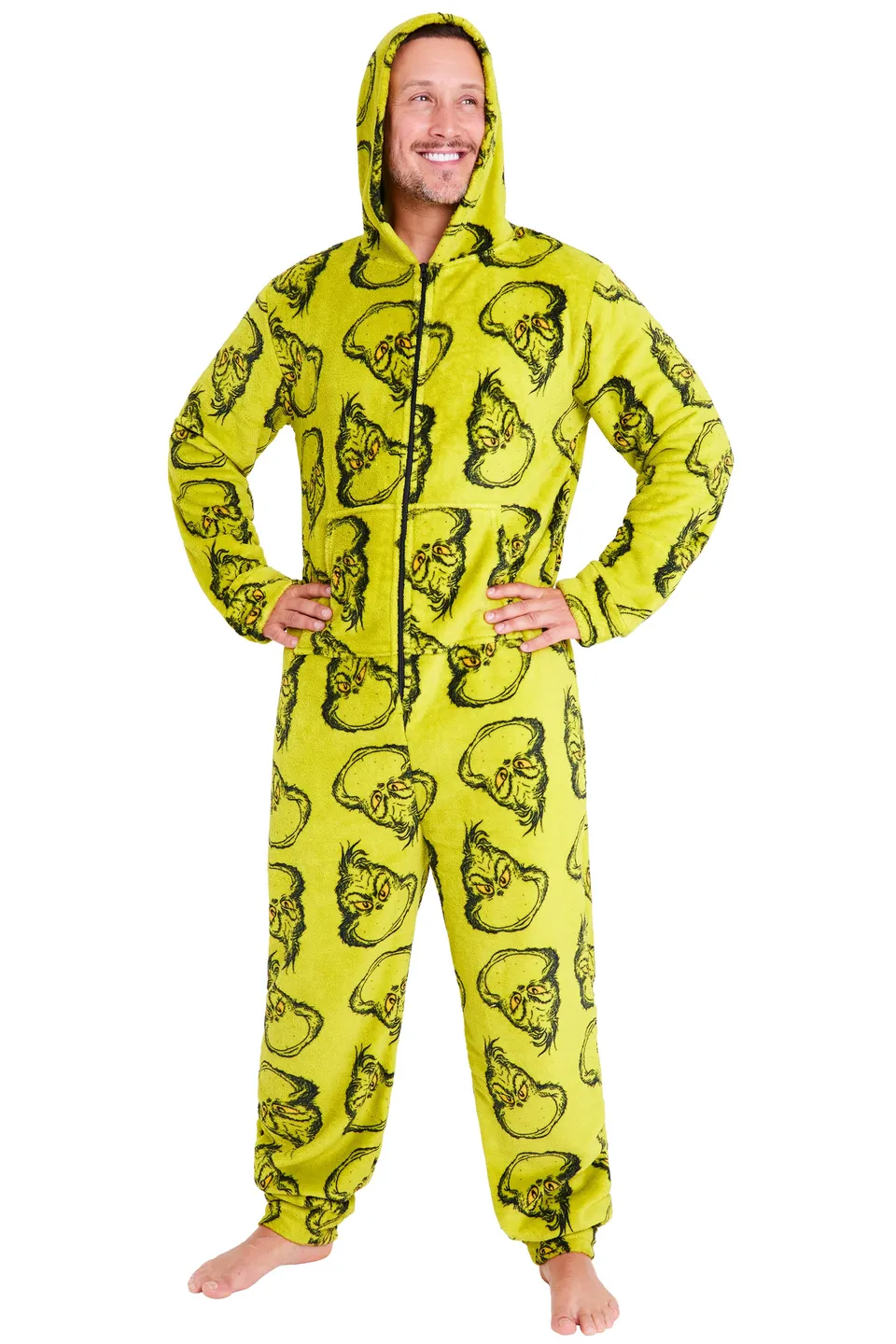 combinaison-pyjama-le-grinch-homme-polaire-capuche-m image 1