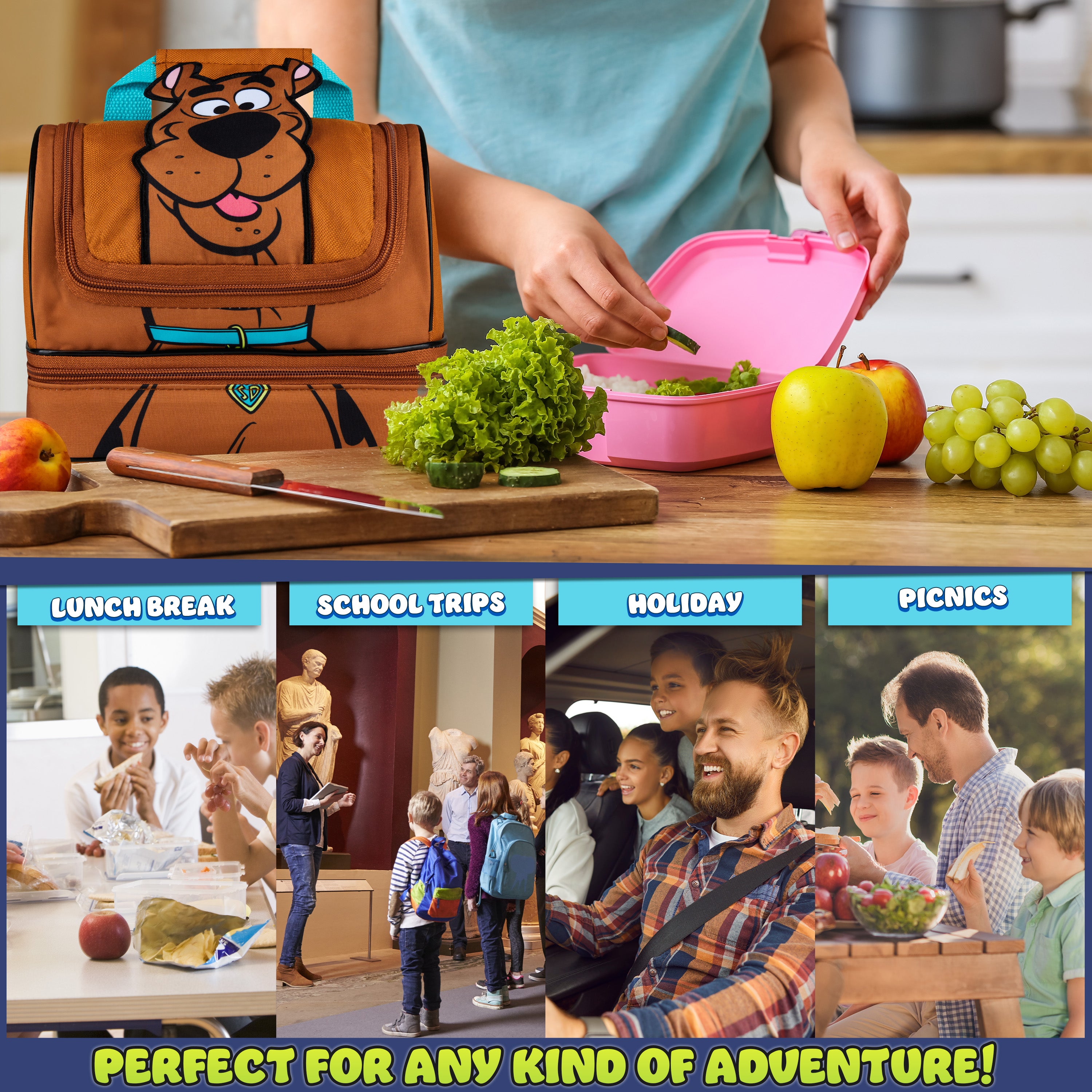 scooby-doo-sac-go-ter-enfant-isotherme-2-compartiments-marron image 3