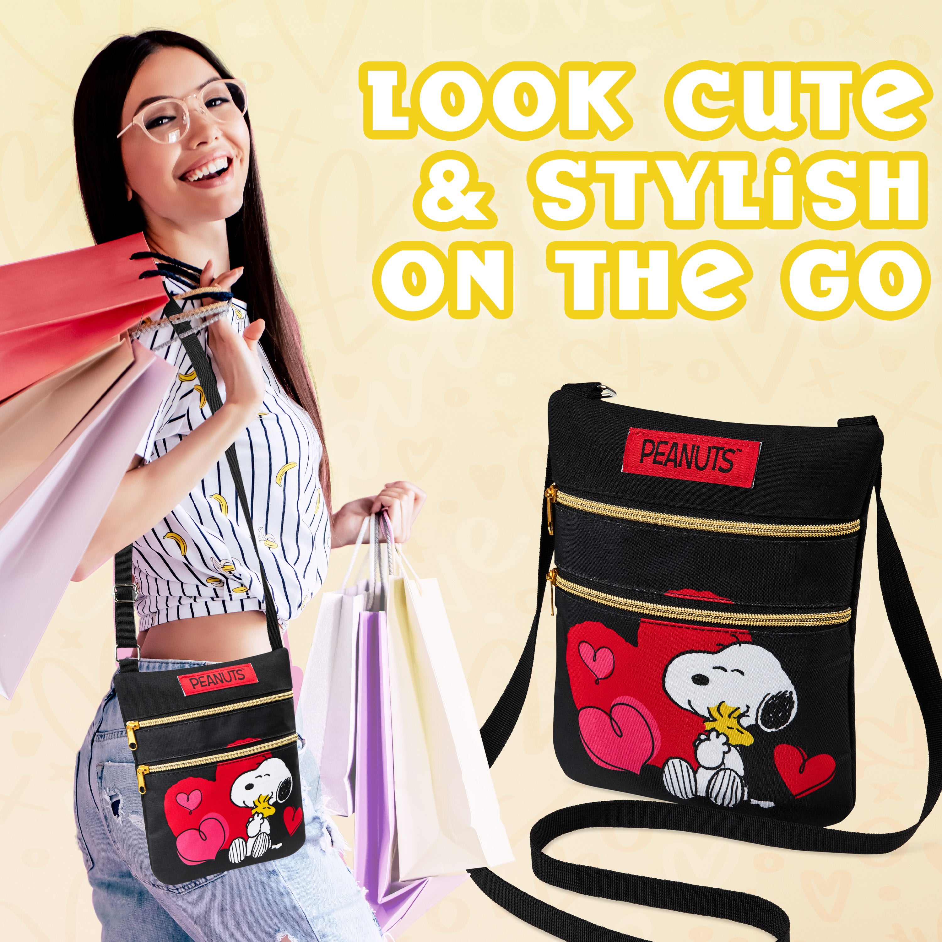 snoopy-peanuts-sac-bandouli-re-fille-2-poches-sangle-r-glable image 5
