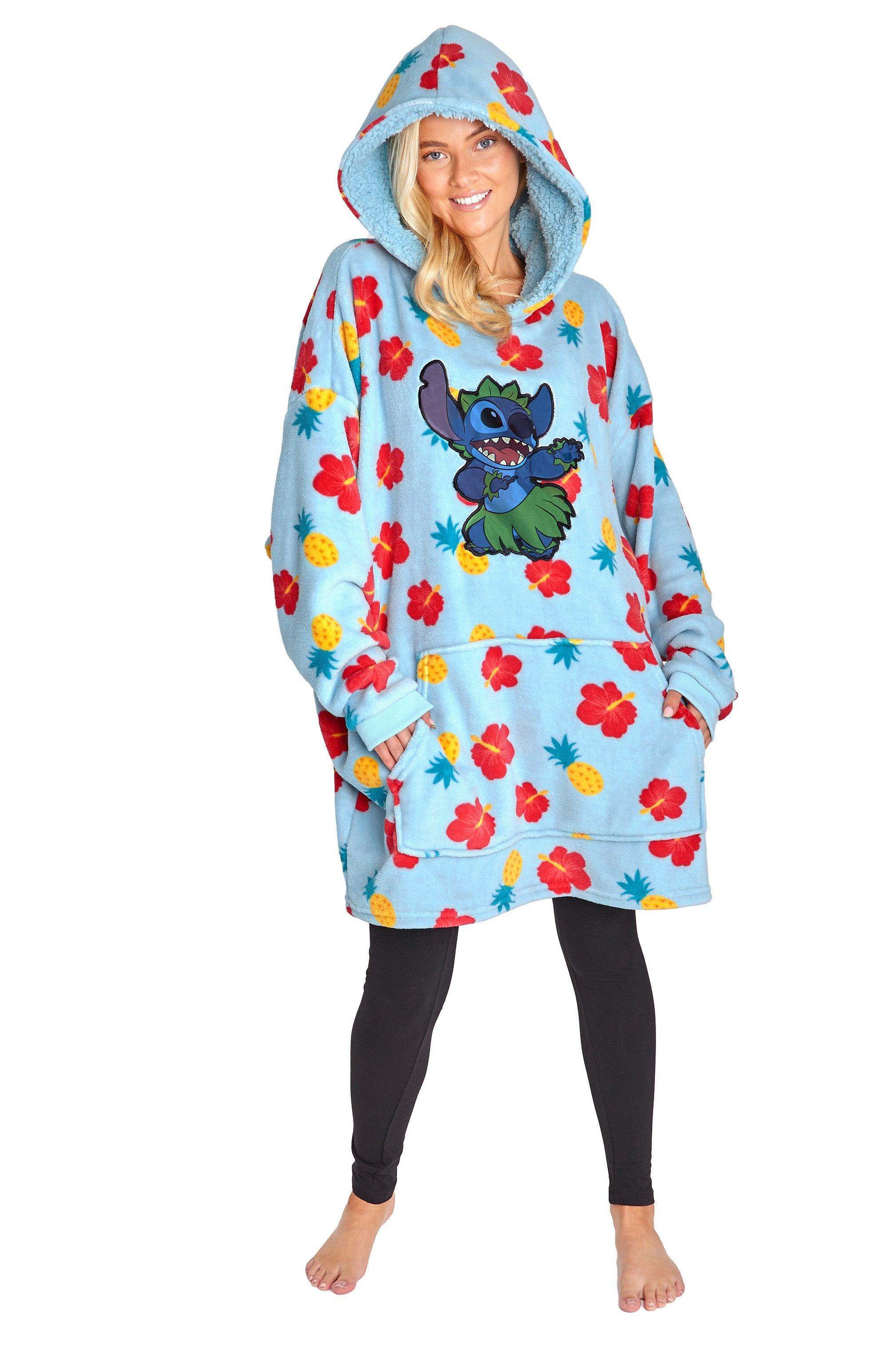 disney-sweat-plaid-capuche-stitch-sweat-polaire-sherpa-taille-unique image 1