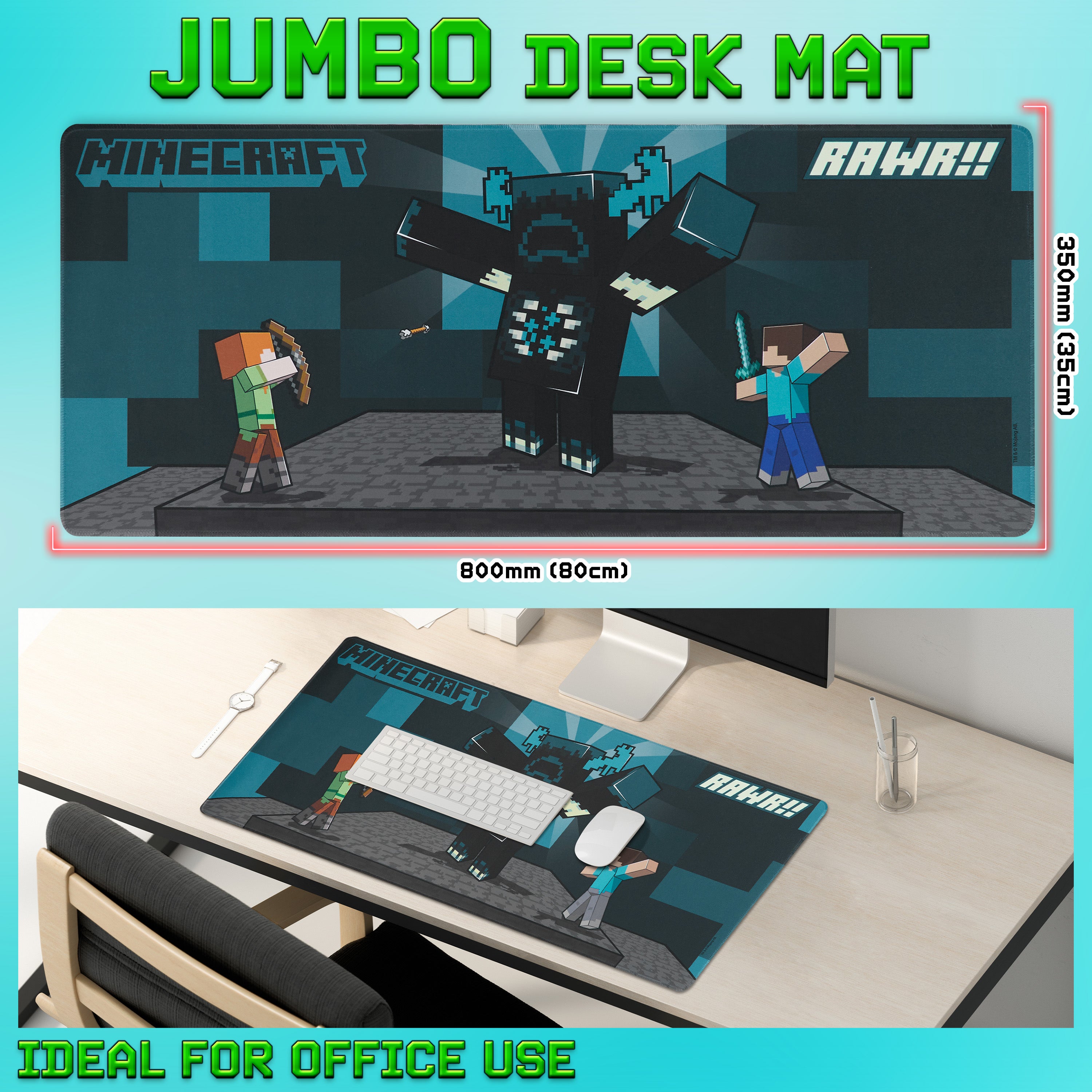 minecraft-tapis-bureau-enfant-bleu-80-x-35-cm image 3