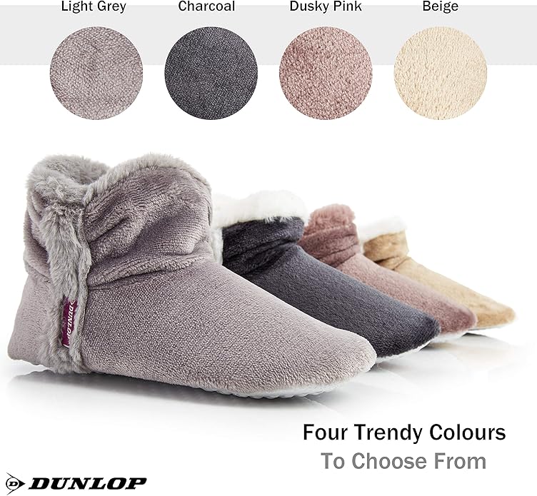 chaussons-dunlop-femme-bottines-fourr-es-rose-38 image 4
